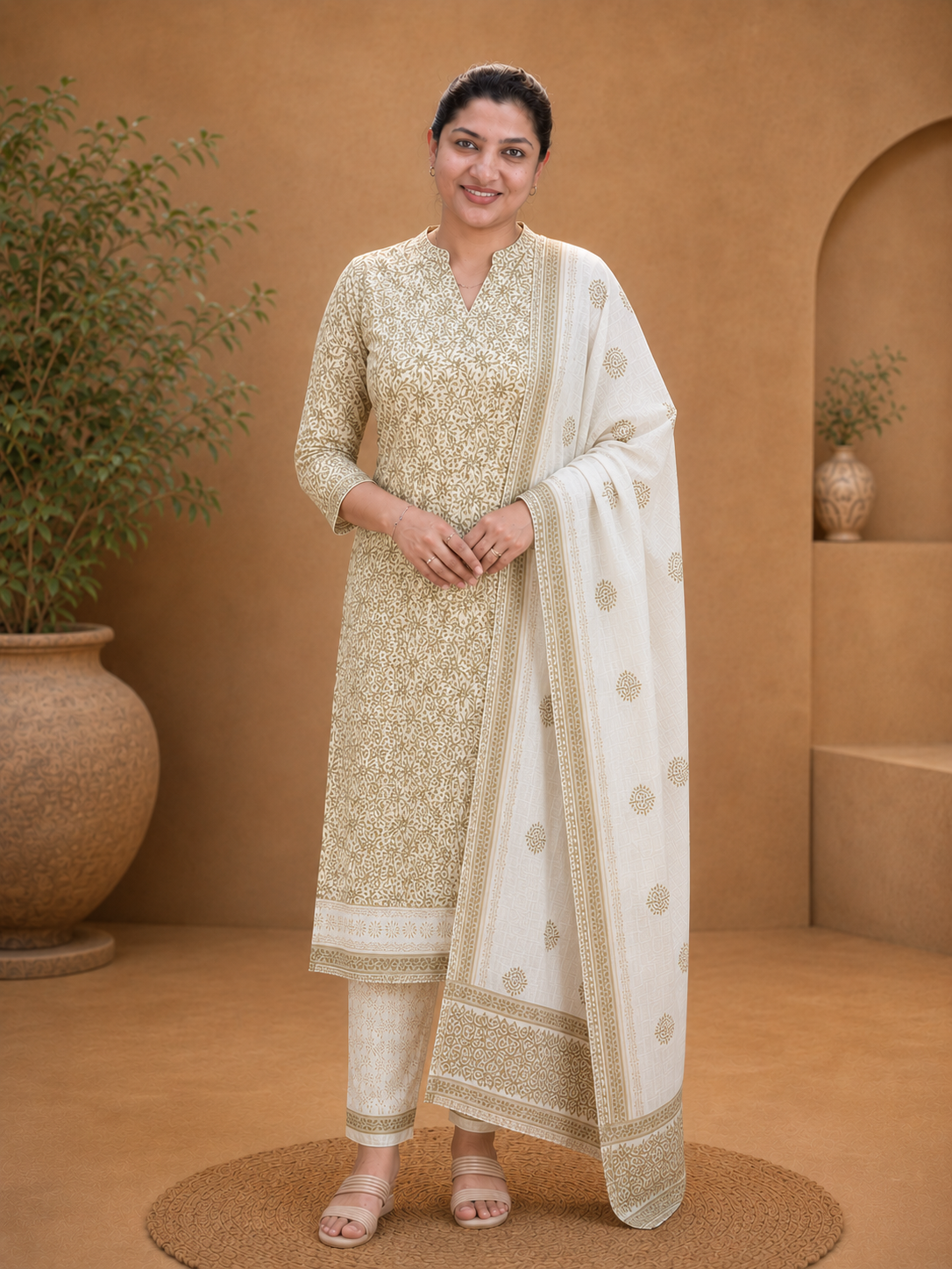Floral Jaal Pattern Cotton Salwar Set |  MF189