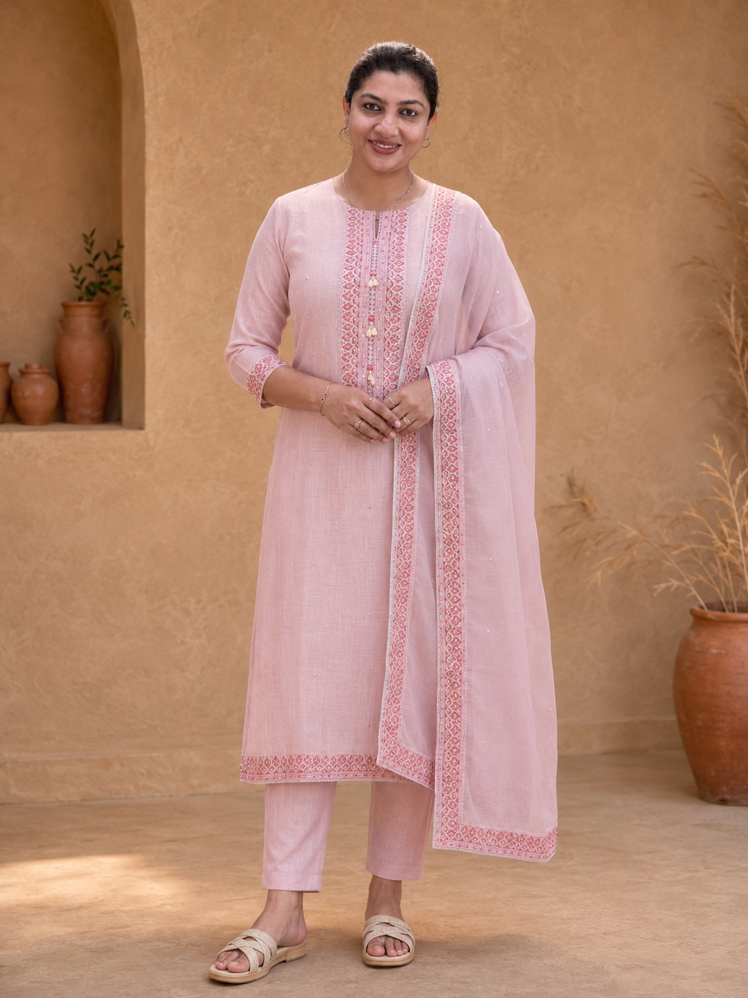 Embroidery & Print Detailing Chanderi Salwar Set |SSC160