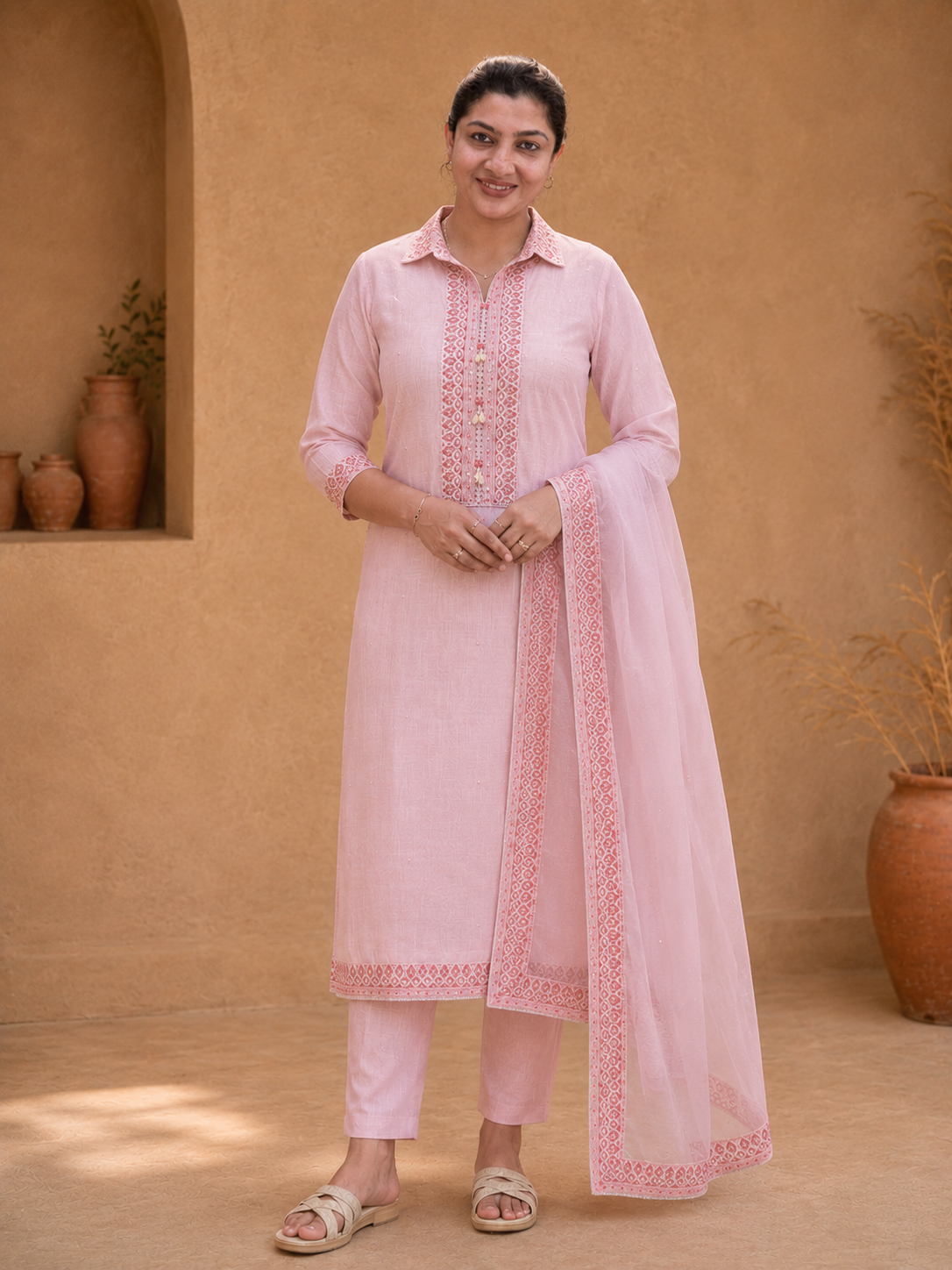 Embroidery & Print Detailing Chanderi Salwar Set |SSC160