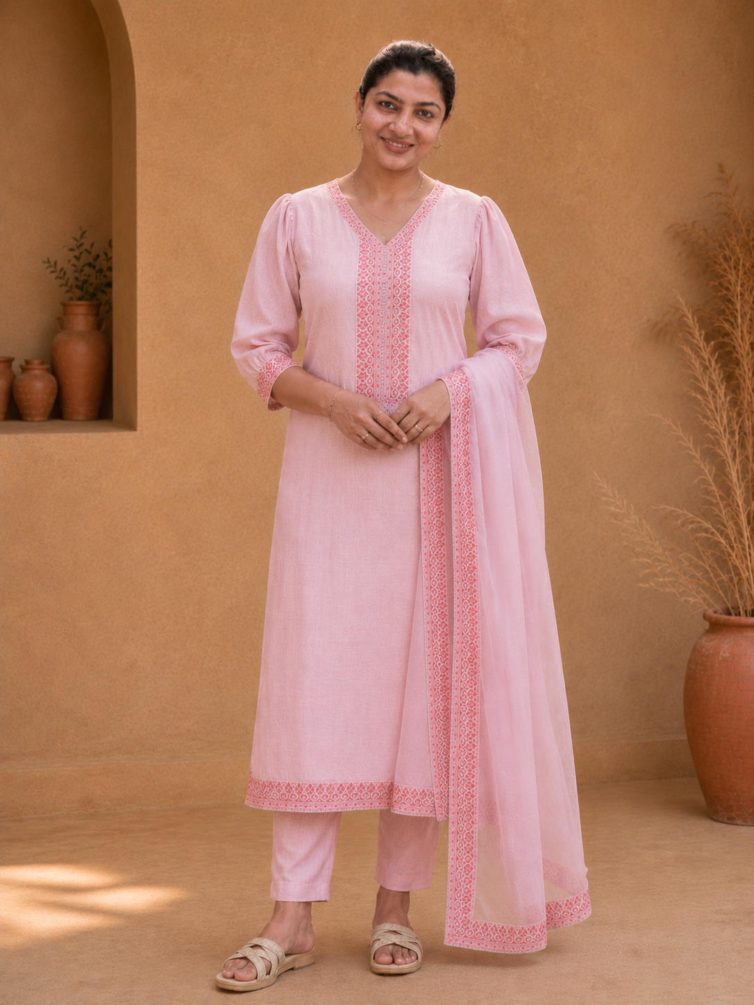 Embroidery & Print Detailing Chanderi Salwar Set |SSC160