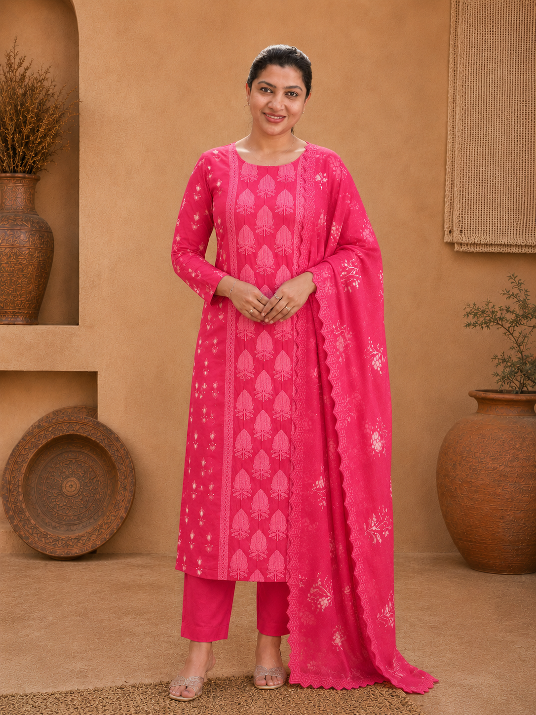 Batik printed Satin Georgette Salwat Set |HE294