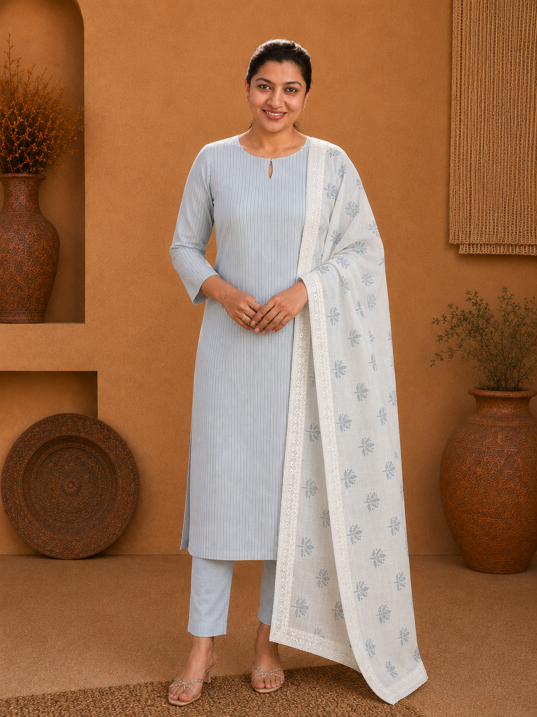 Strip Pattern Cotton Salwar Set |HE280