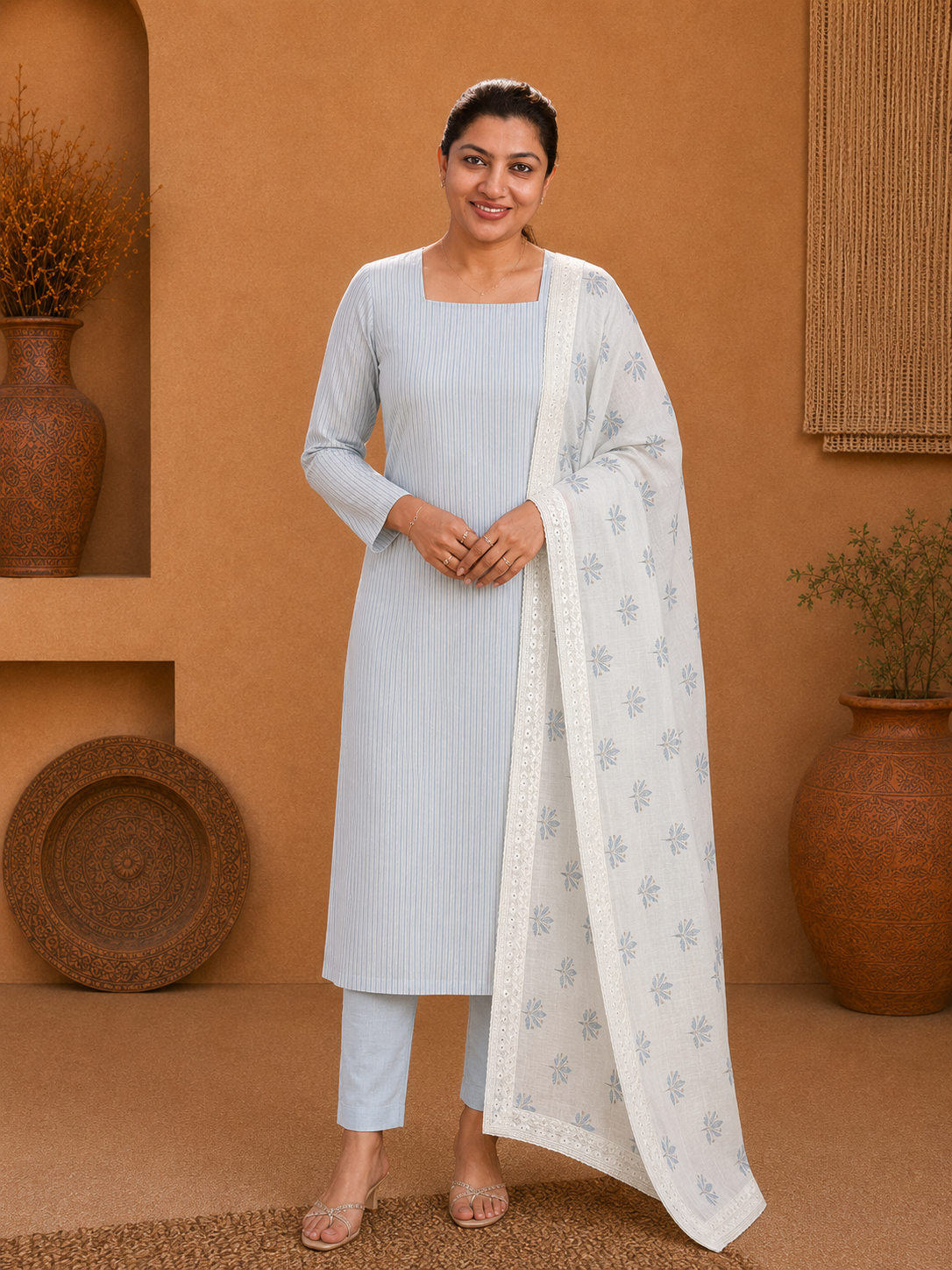 Strip Pattern Cotton Salwar Set |HE280