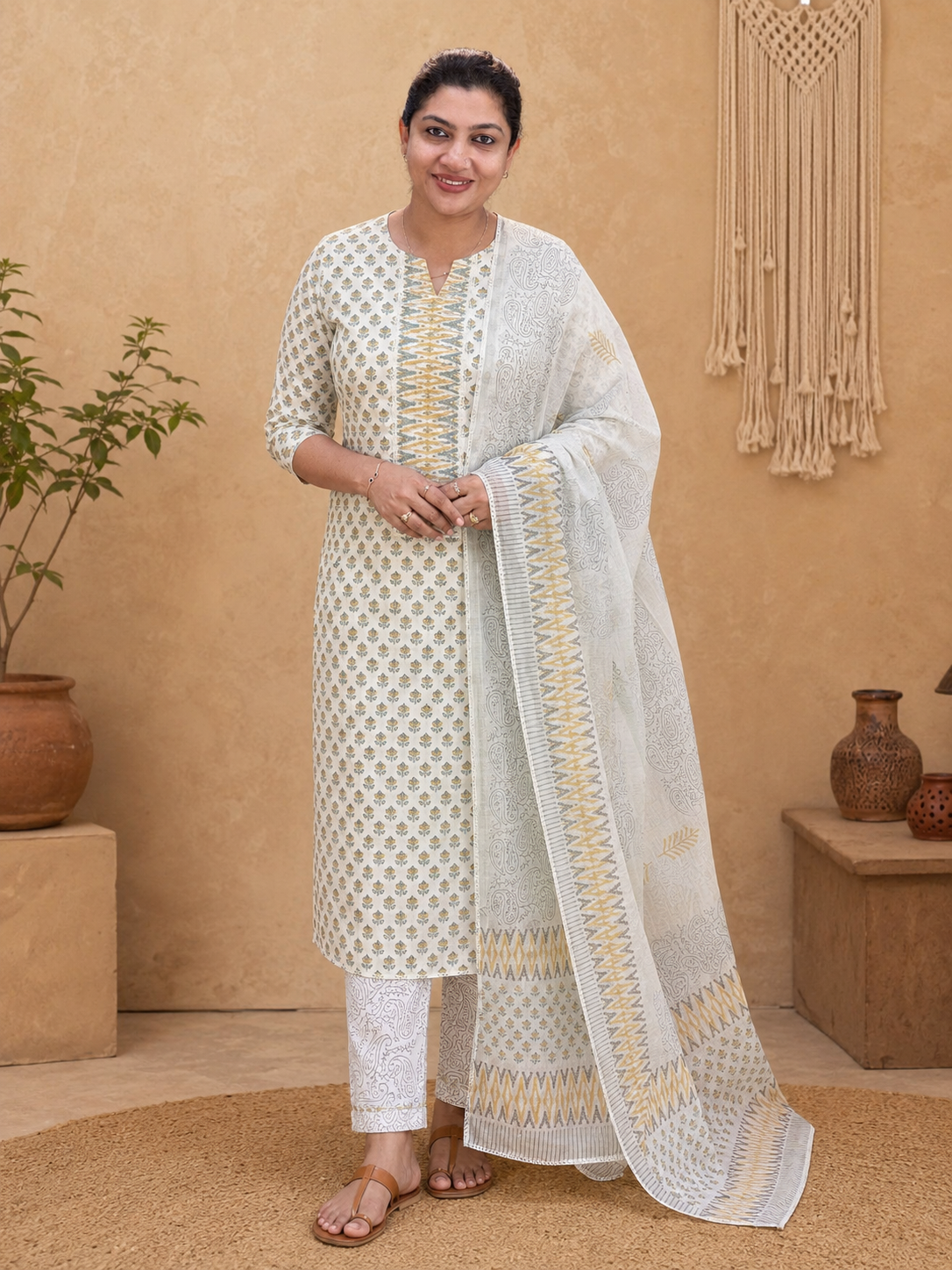 Hand Block Printed Linen Salwar Sets | SSC132