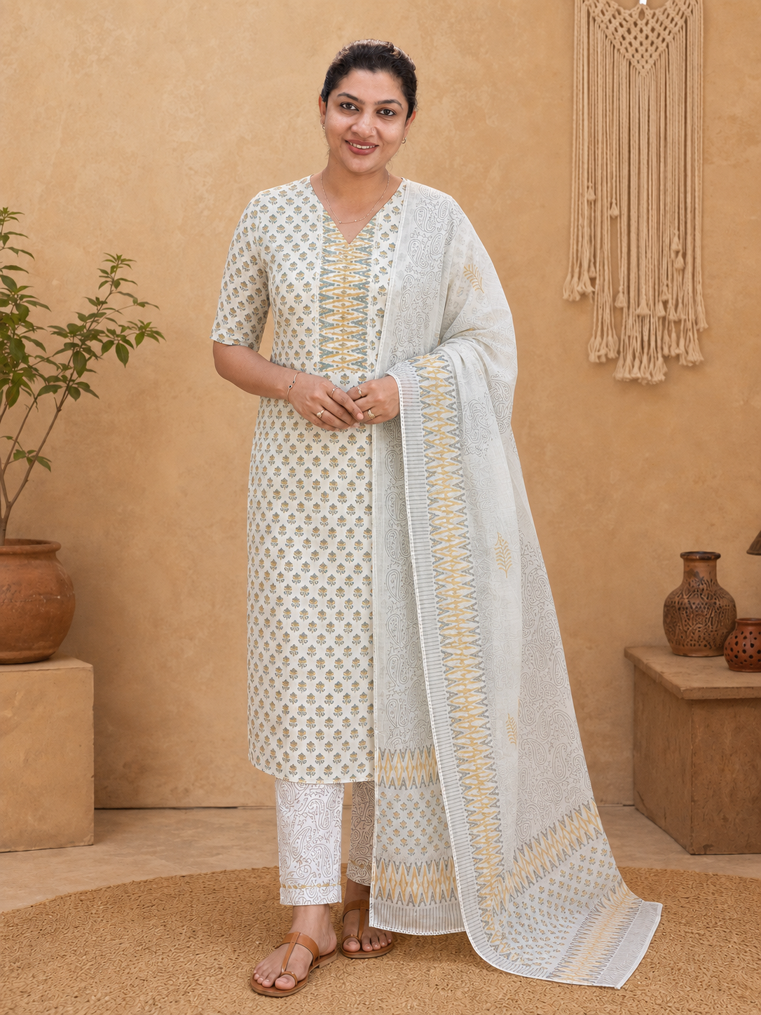Hand Block Printed Linen Salwar Sets | SSC132