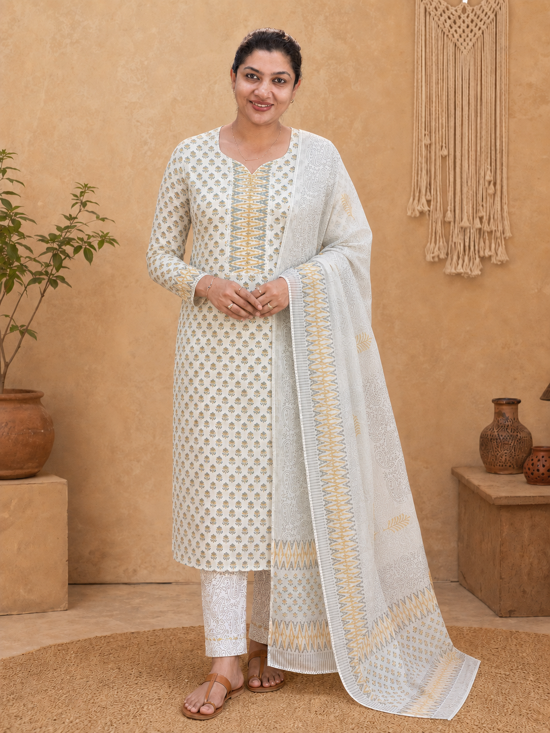 Hand Block Printed Linen Salwar Sets | SSC132