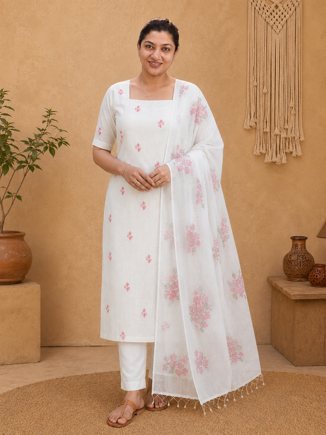 Floral Printed Design Chanderi Salwar Set | MR520