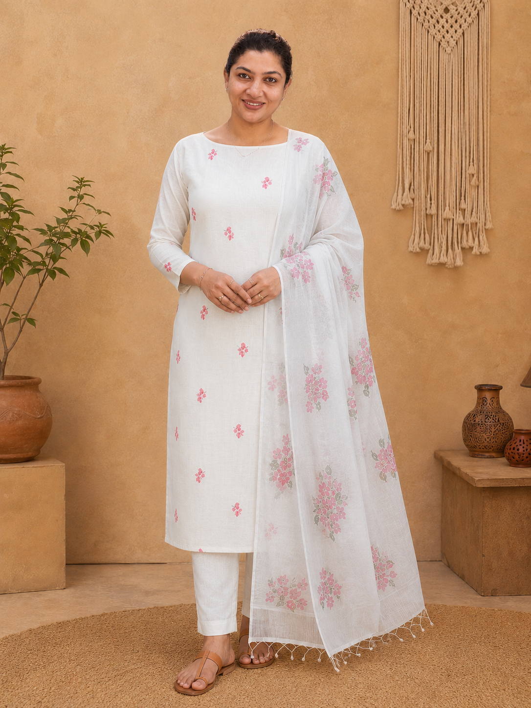 Floral Printed Design Chanderi Salwar Set | MR520