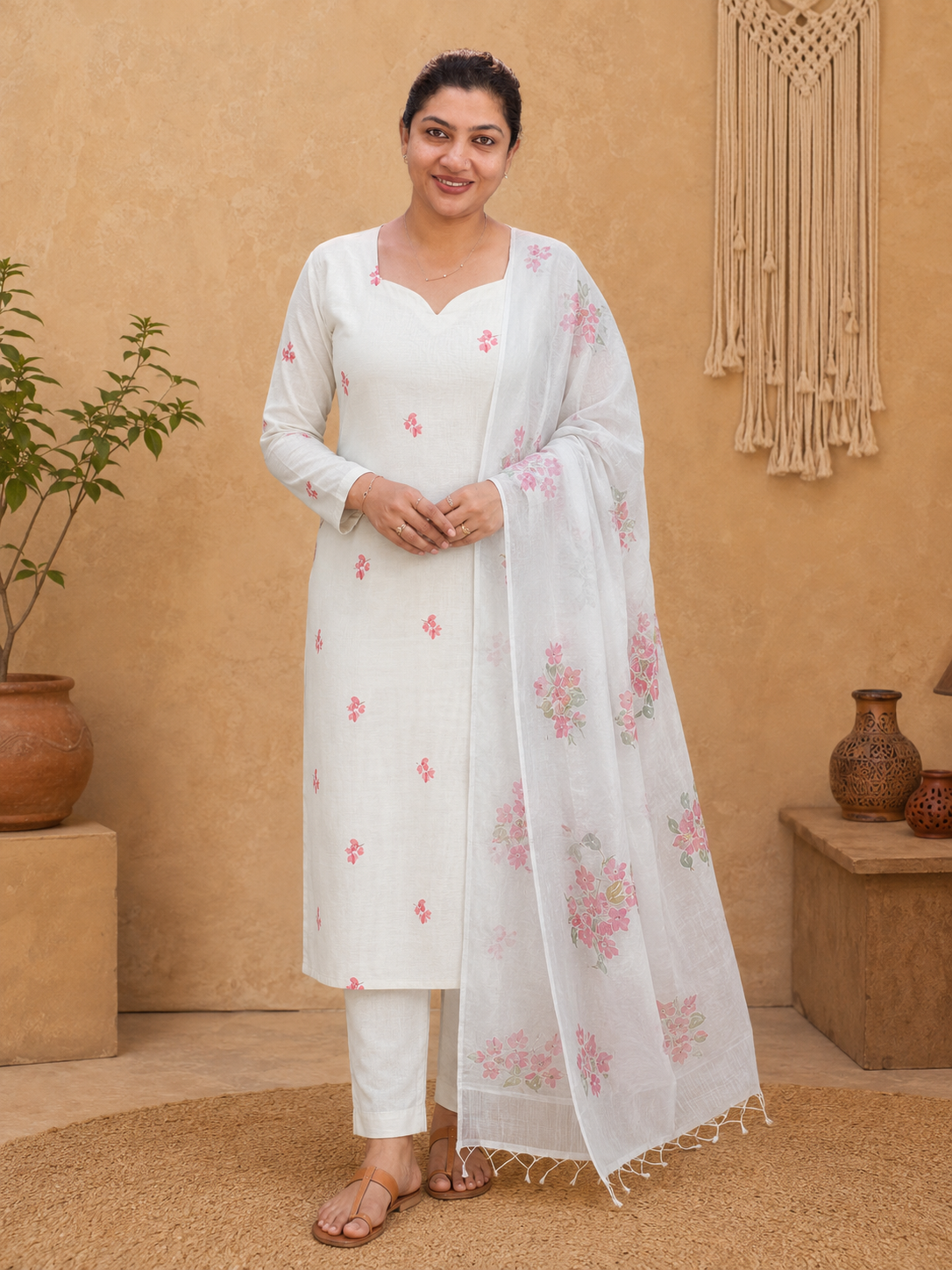 Floral Printed Design Chanderi Salwar Set | MR520