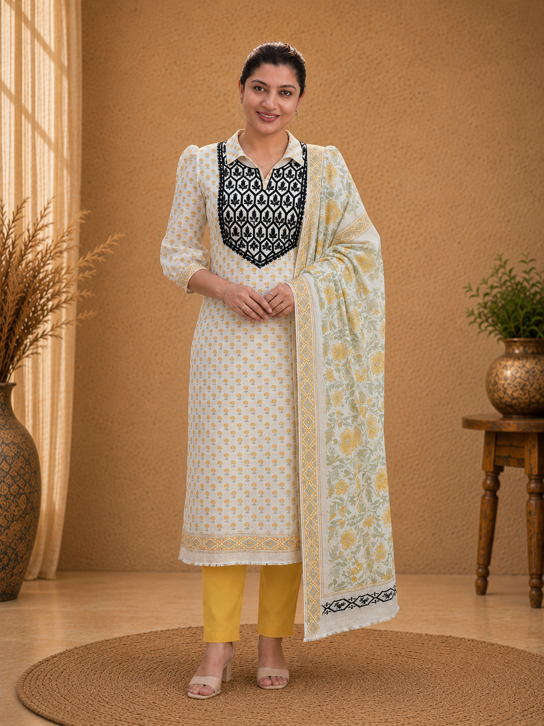 Embroidery Detailed Printed Georgette Salwar Set | HE262