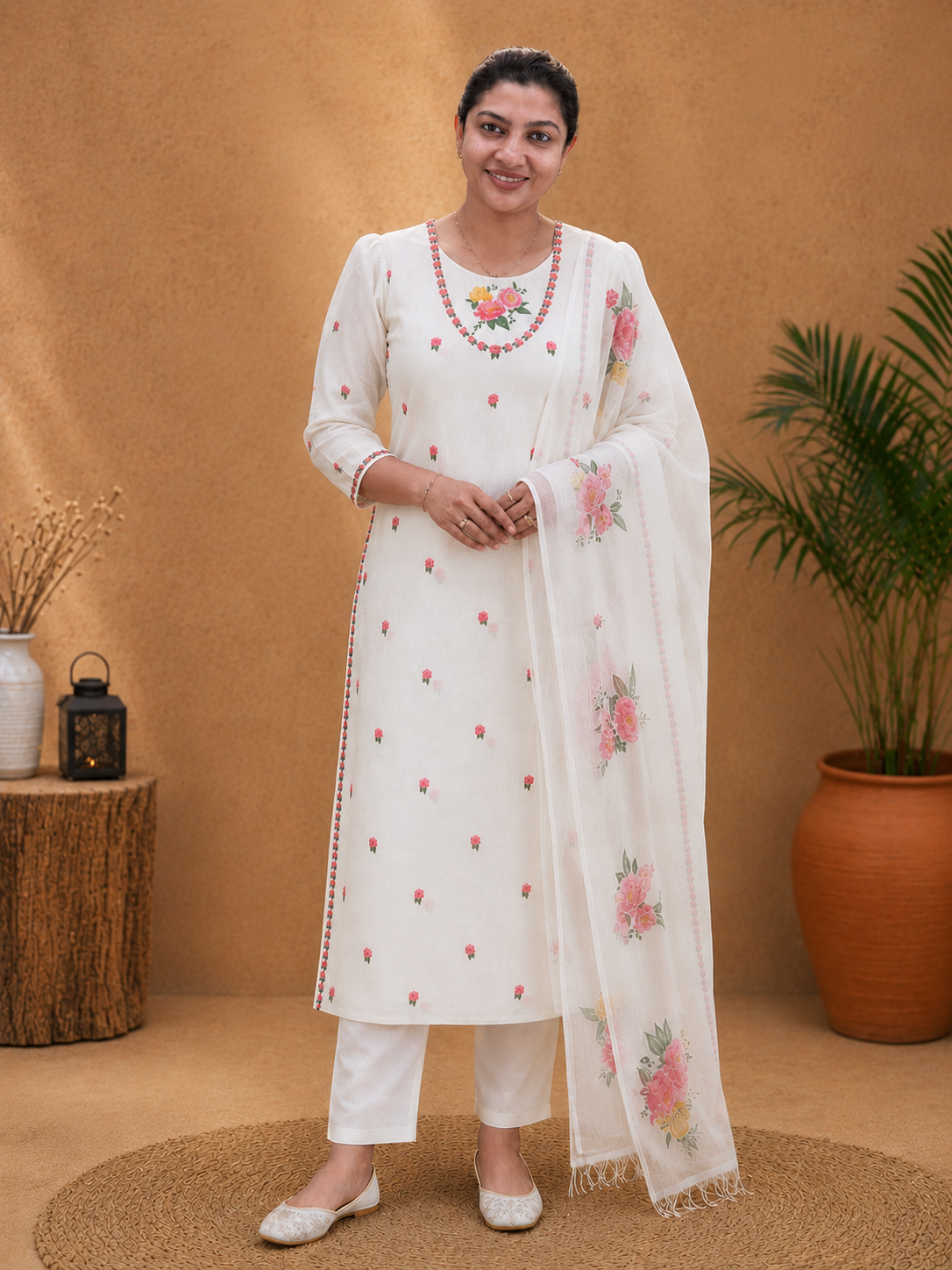 Floral Printed Design Chanderi Salwar Set | MR522