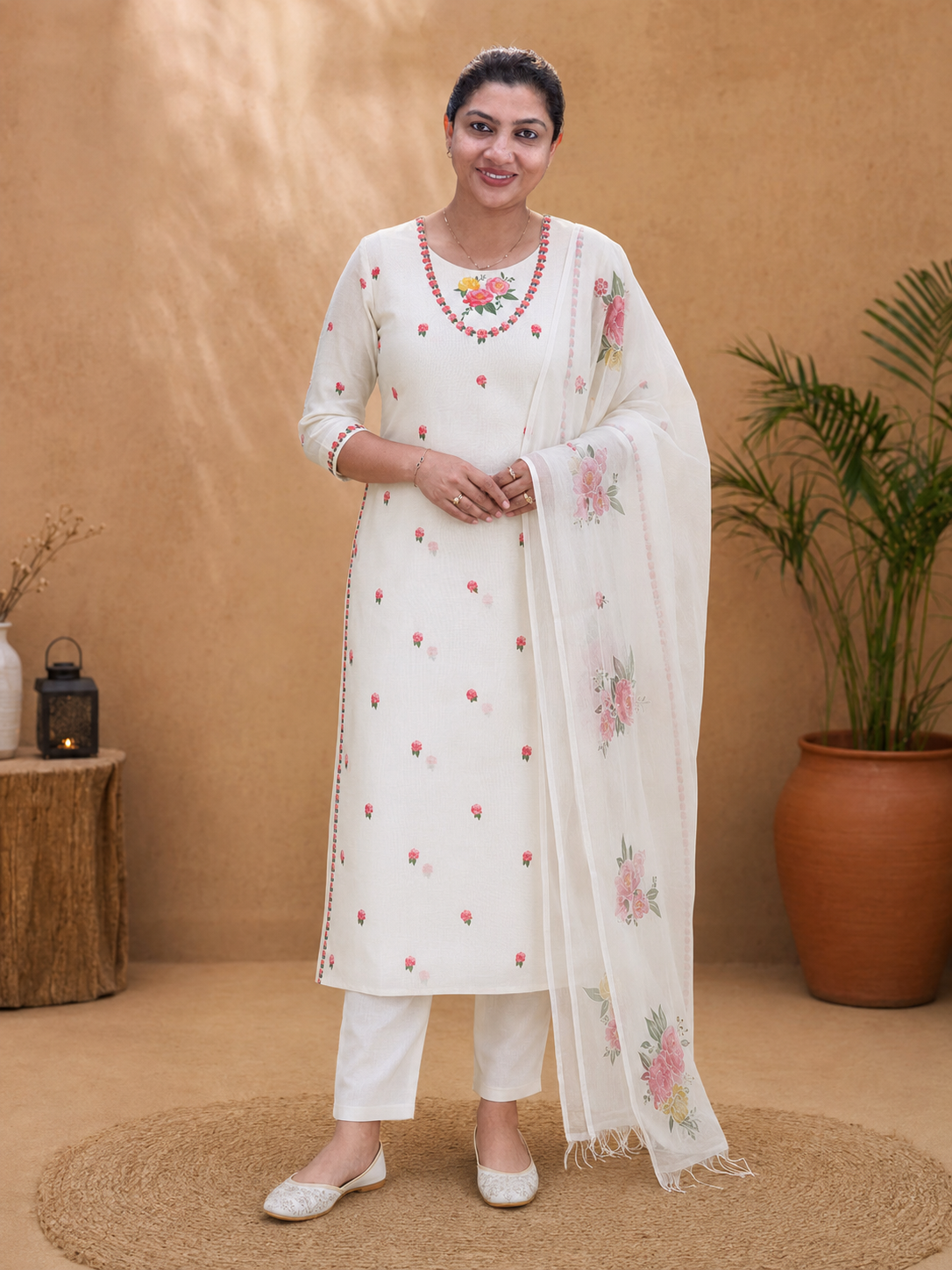 Floral Printed Design Chanderi Salwar Set | MR522