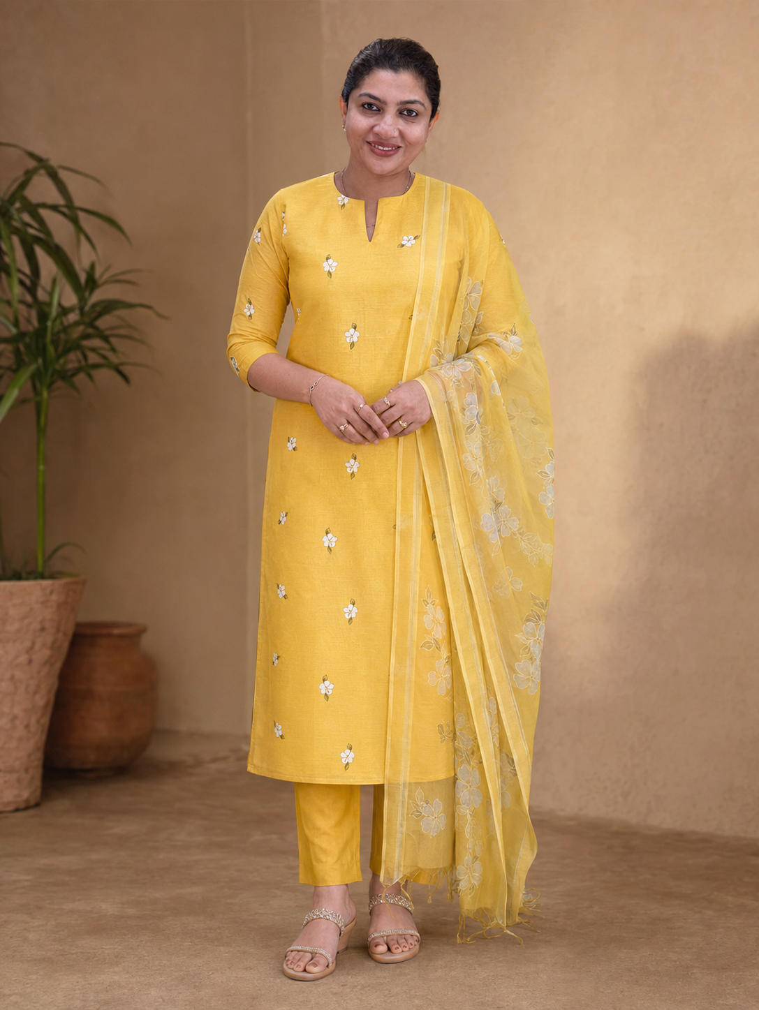 Floral Printed Design Chanderi Salwar Set | MR521