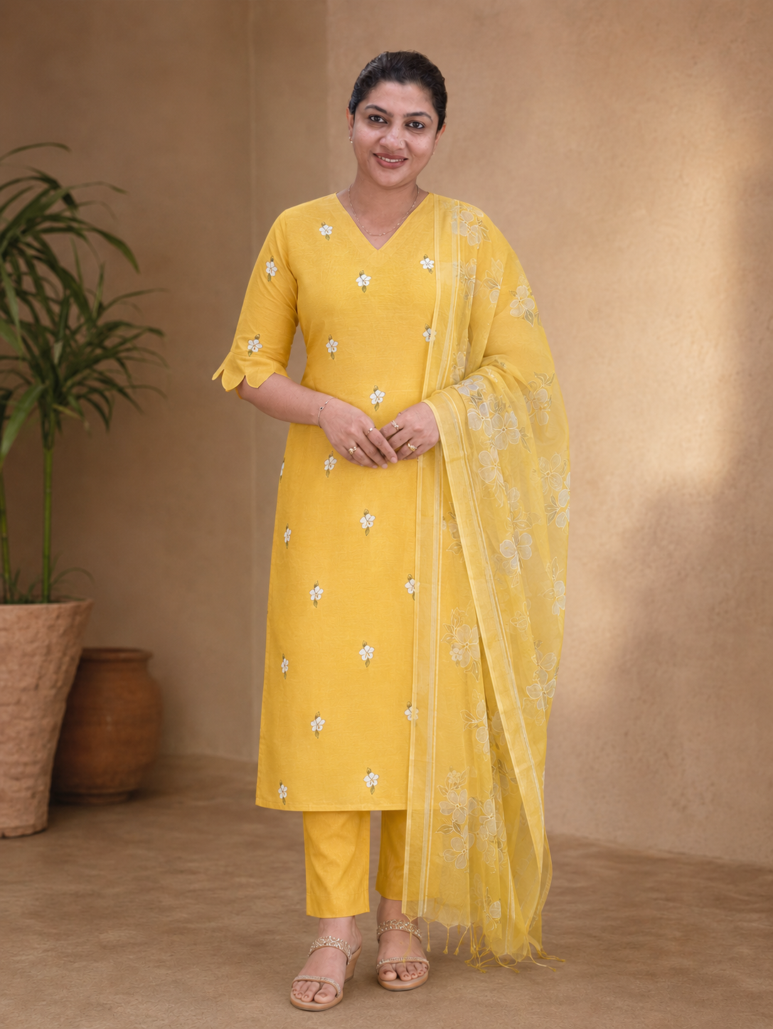 Floral Printed Design Chanderi Salwar Set | MR521