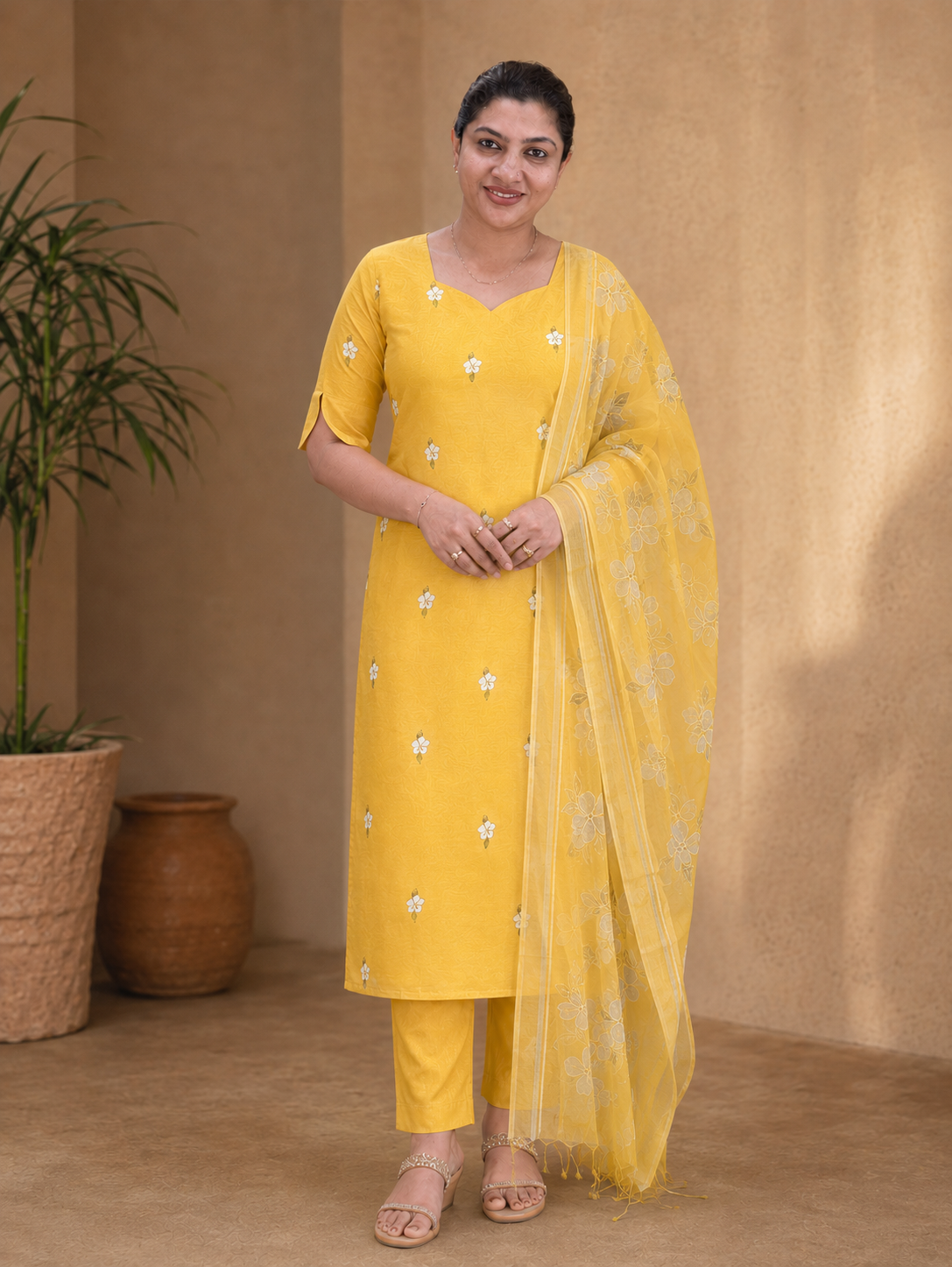 Floral Printed Design Chanderi Salwar Set | MR521