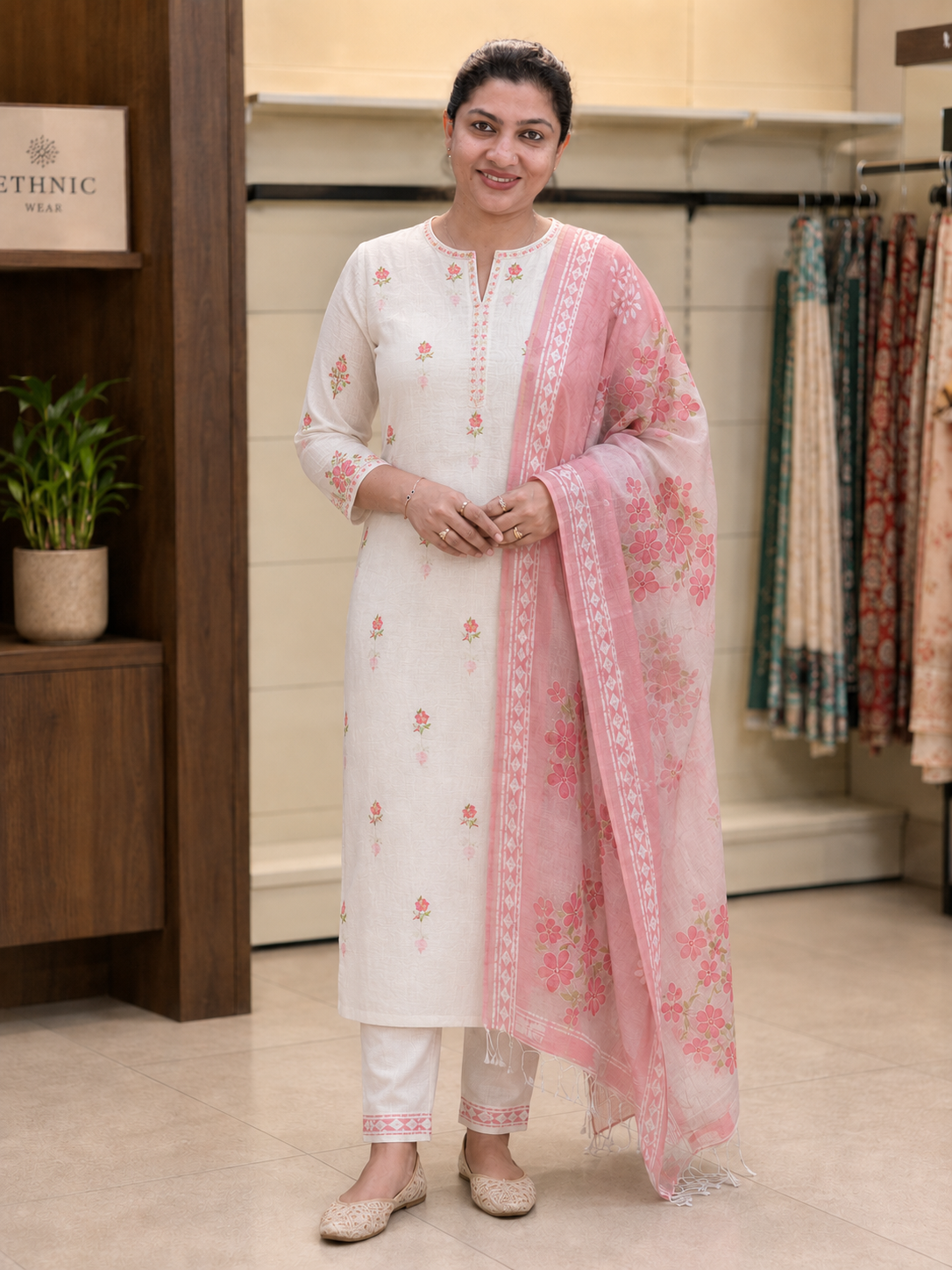 Floral Printed Design Chanderi Salwar Set | MR519