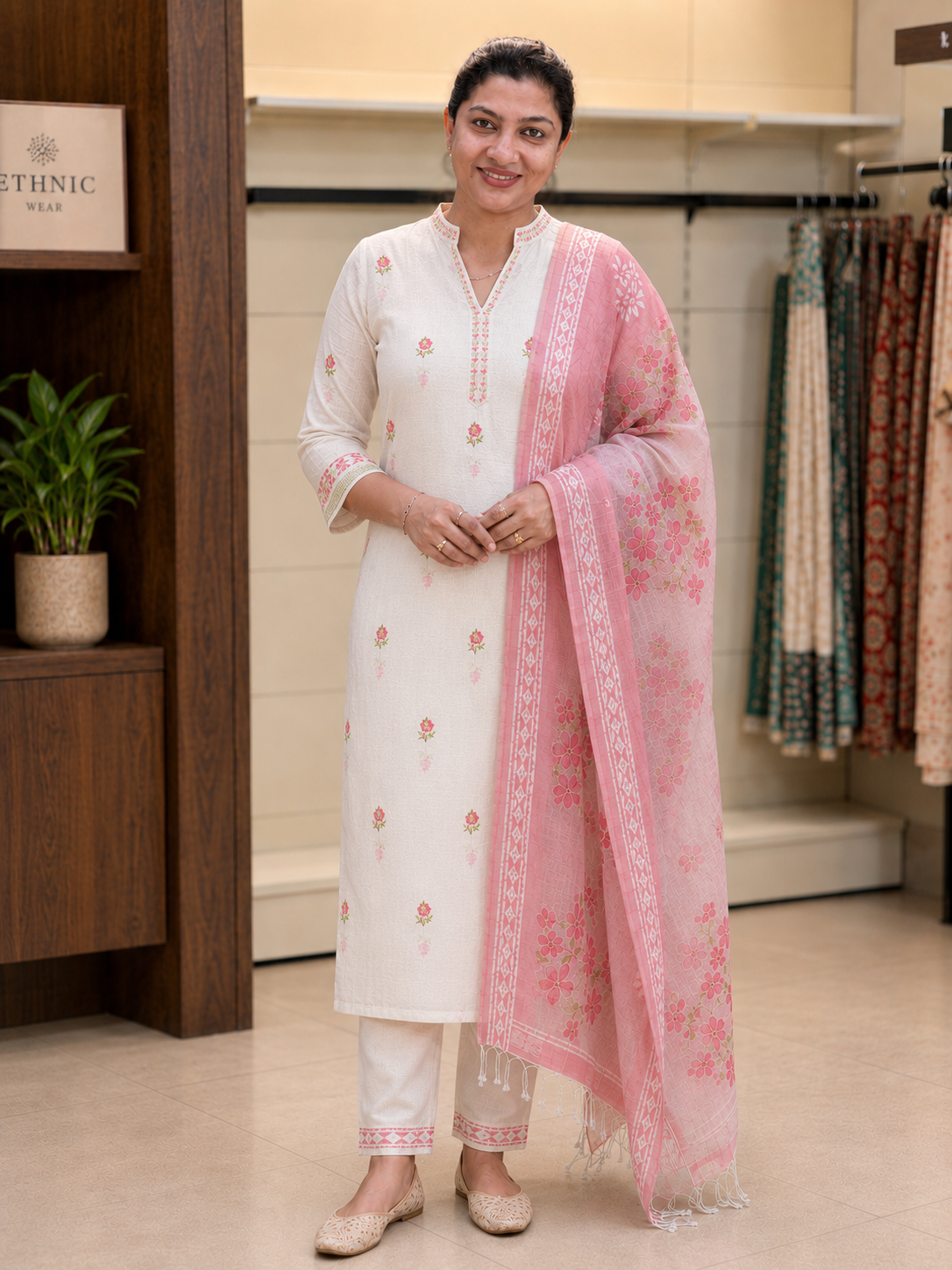 Floral Printed Design Chanderi Salwar Set | MR519