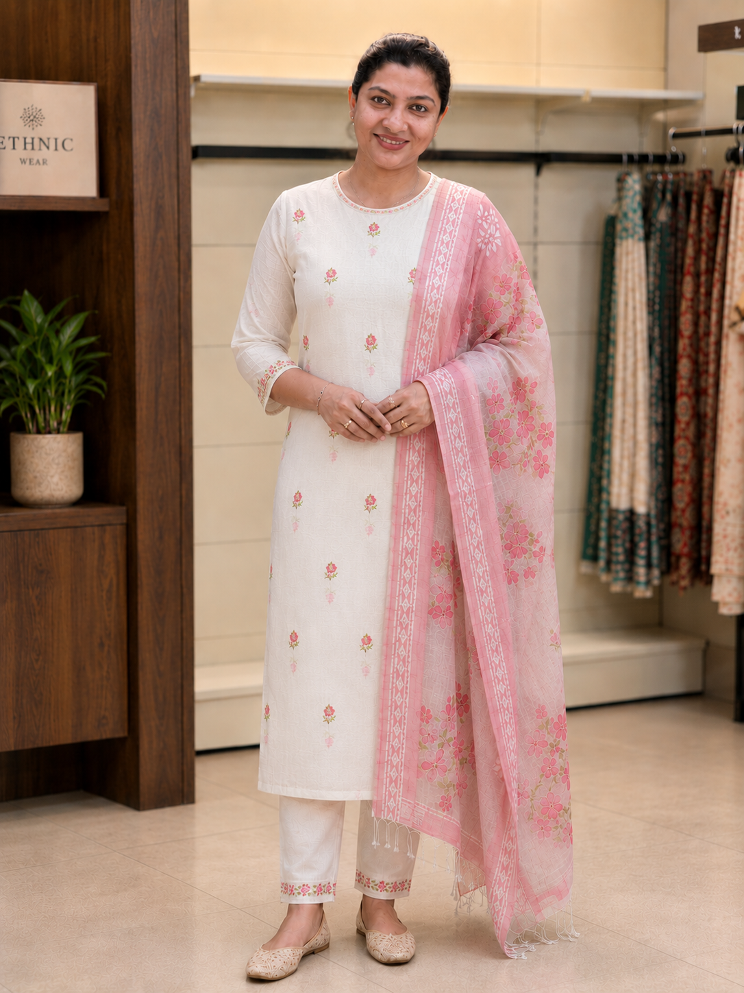 Floral Printed Design Chanderi Salwar Set | MR519