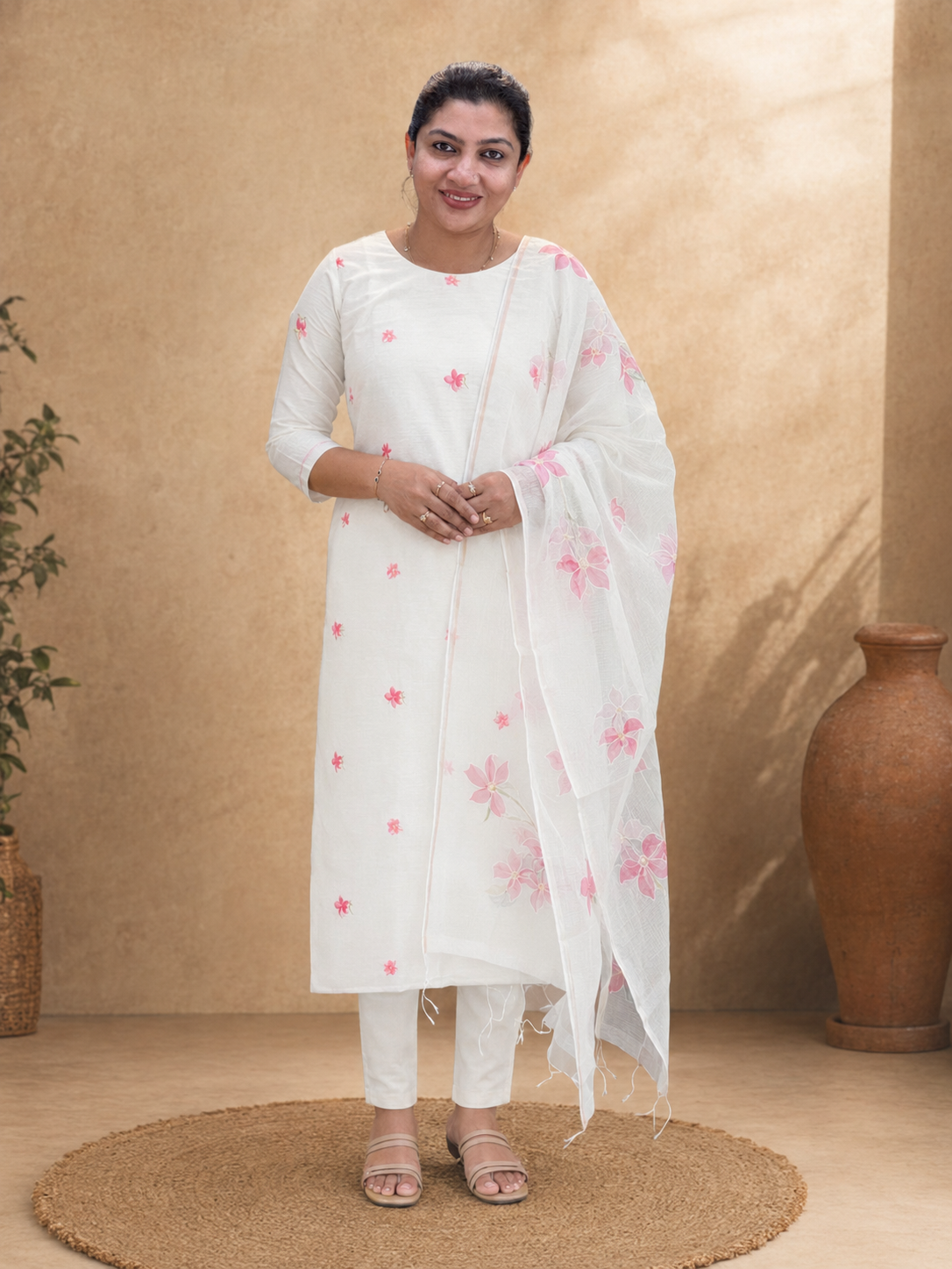 Floral Printed Design Chanderi Salwar Set | MR517