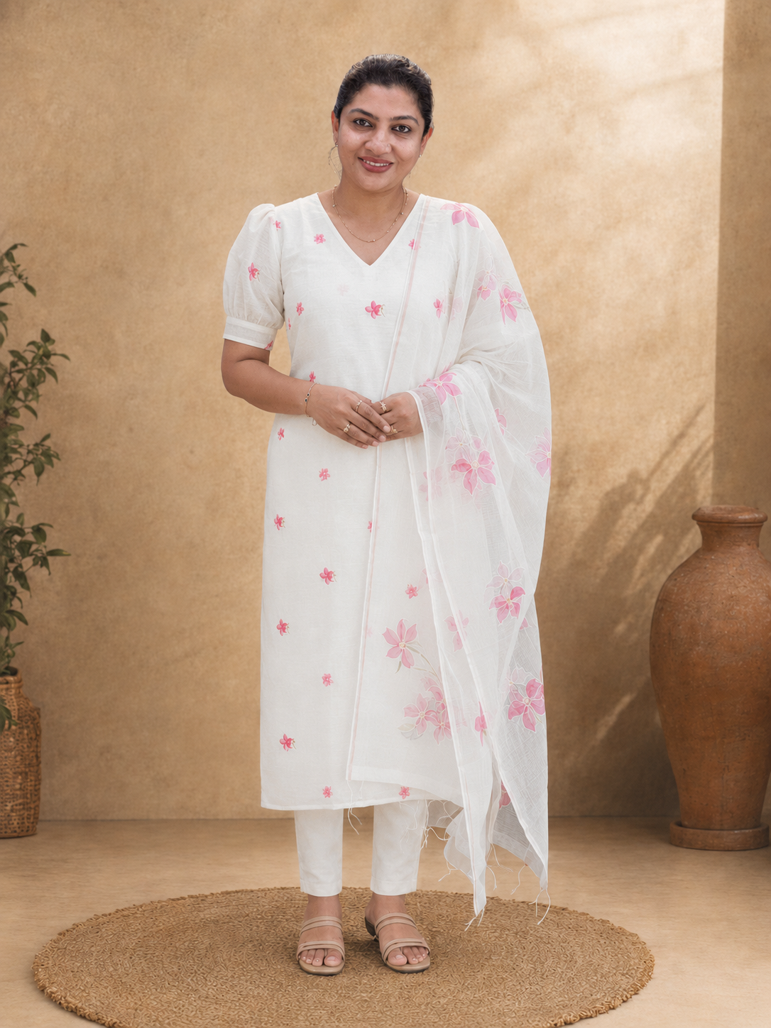 Floral Printed Design Chanderi Salwar Set | MR517