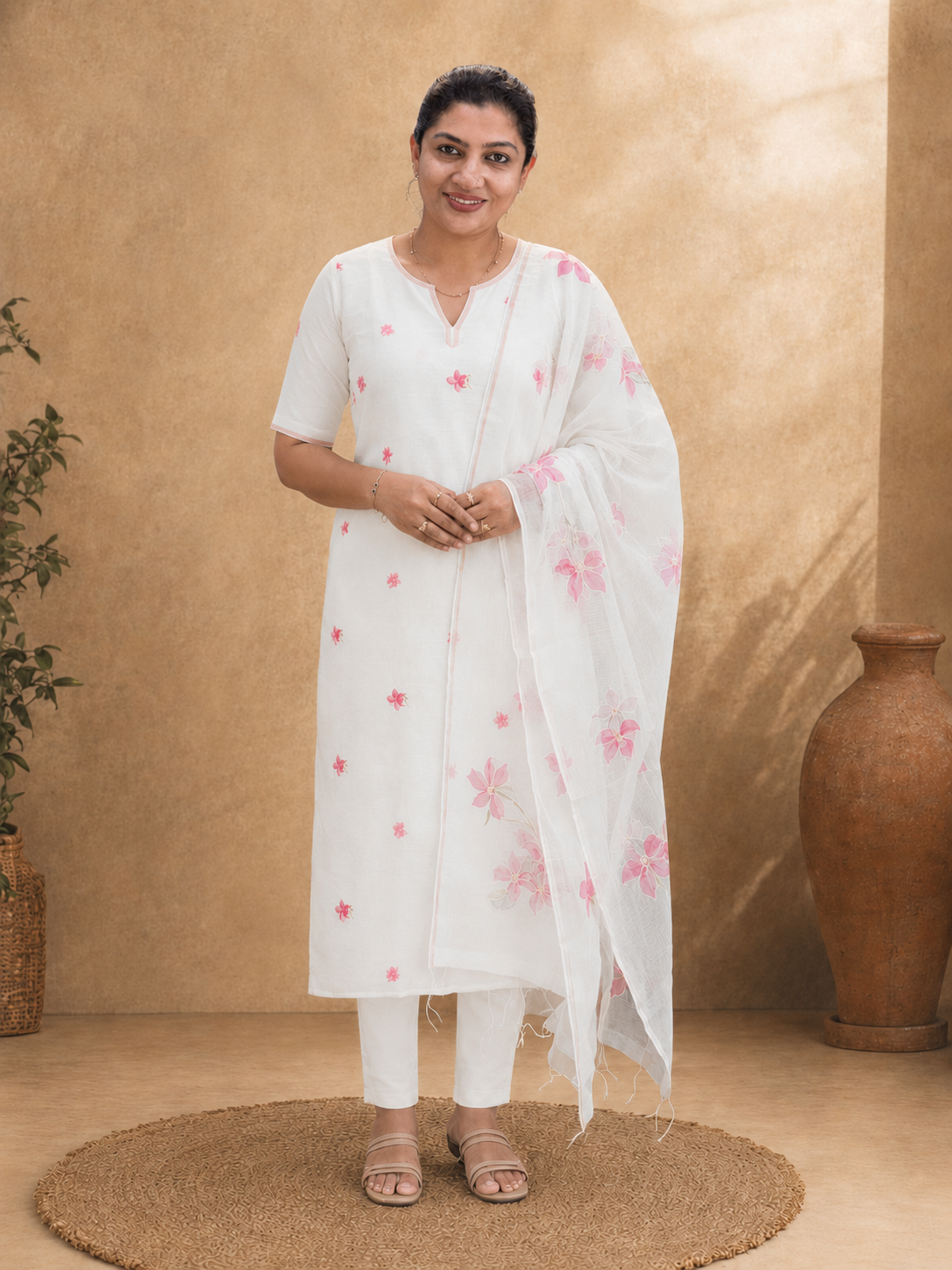 Floral Printed Design Chanderi Salwar Set | MR517