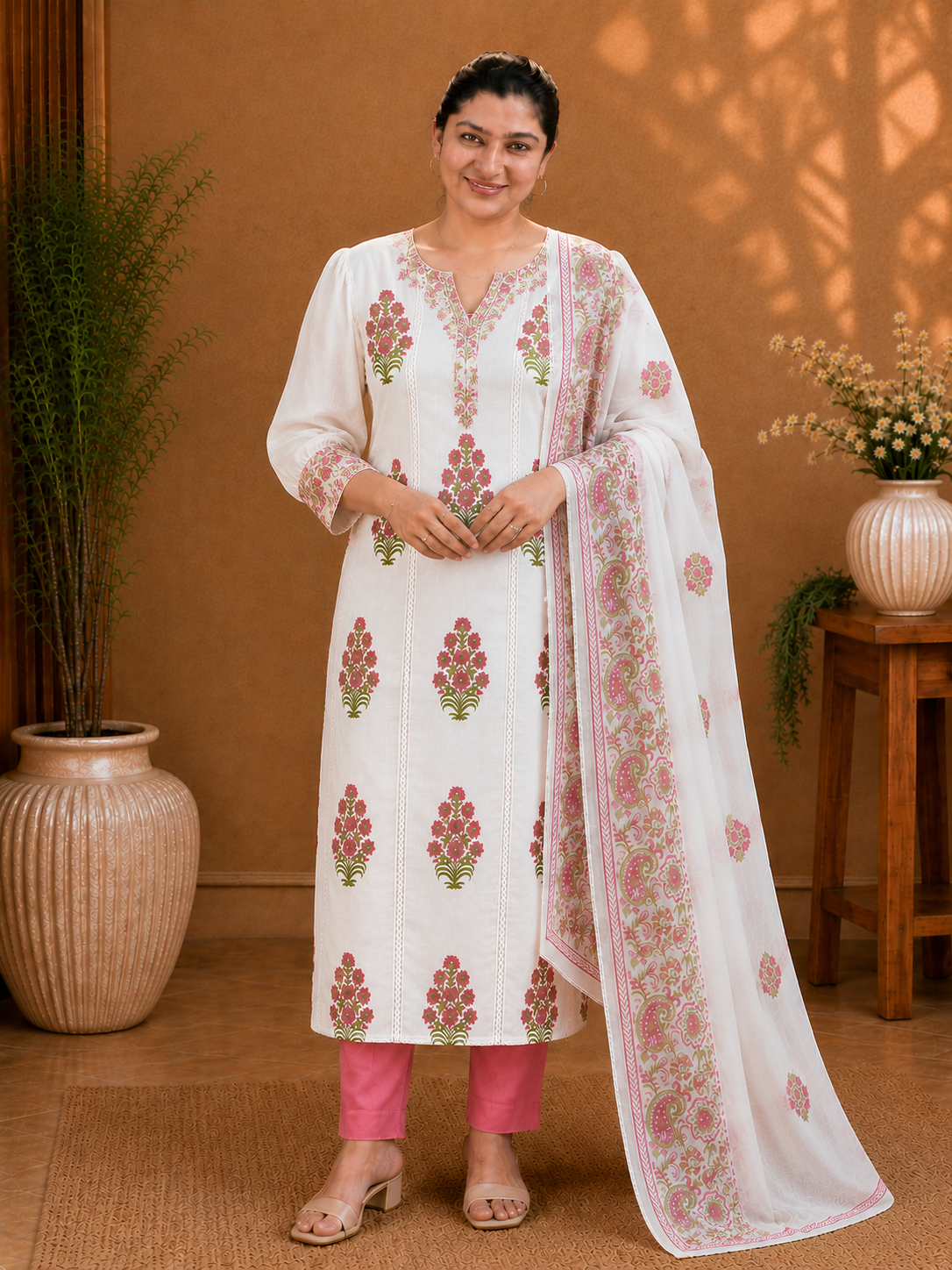 Floral Hand Block Printed Cotton Salwar Set | SSC170