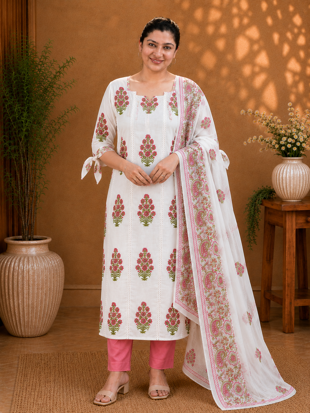 Floral Hand Block Printed Cotton Salwar Set | SSC170