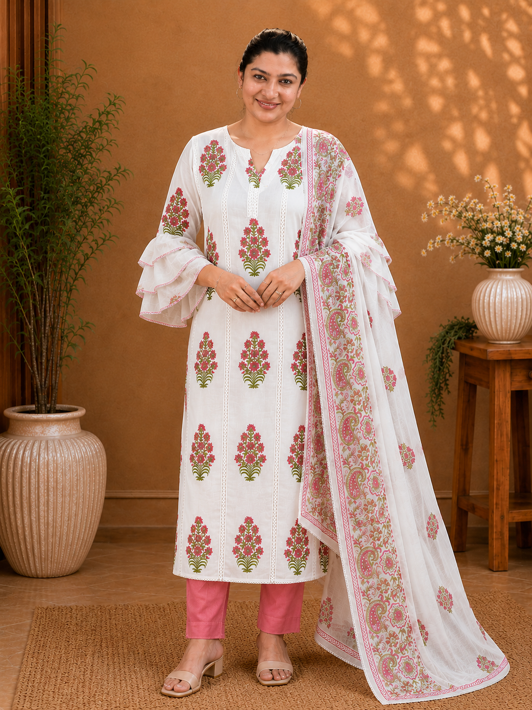 Floral Hand Block Printed Cotton Salwar Set | SSC170