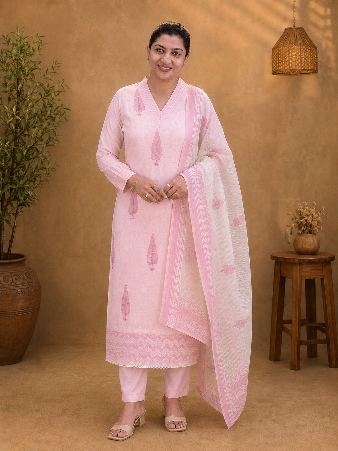 Scattered Buta Detailed Linen Cotton Salwar Set | SSC175