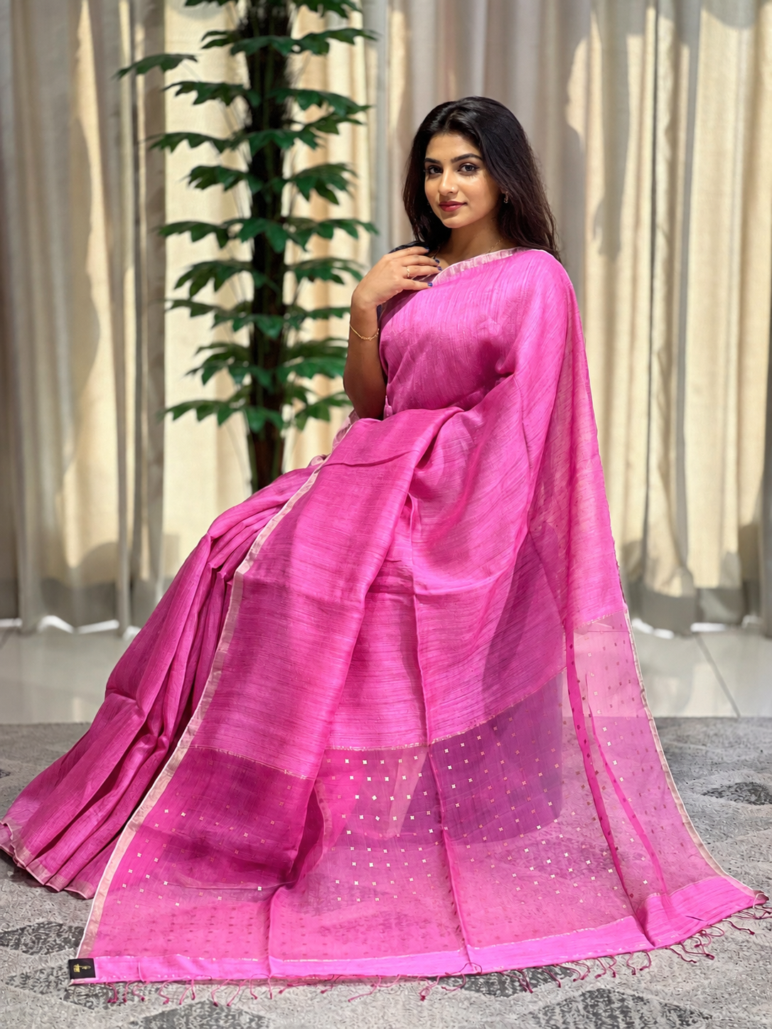 Sequence Weaved Geecha-Matka Tussar Saree | RGD672
