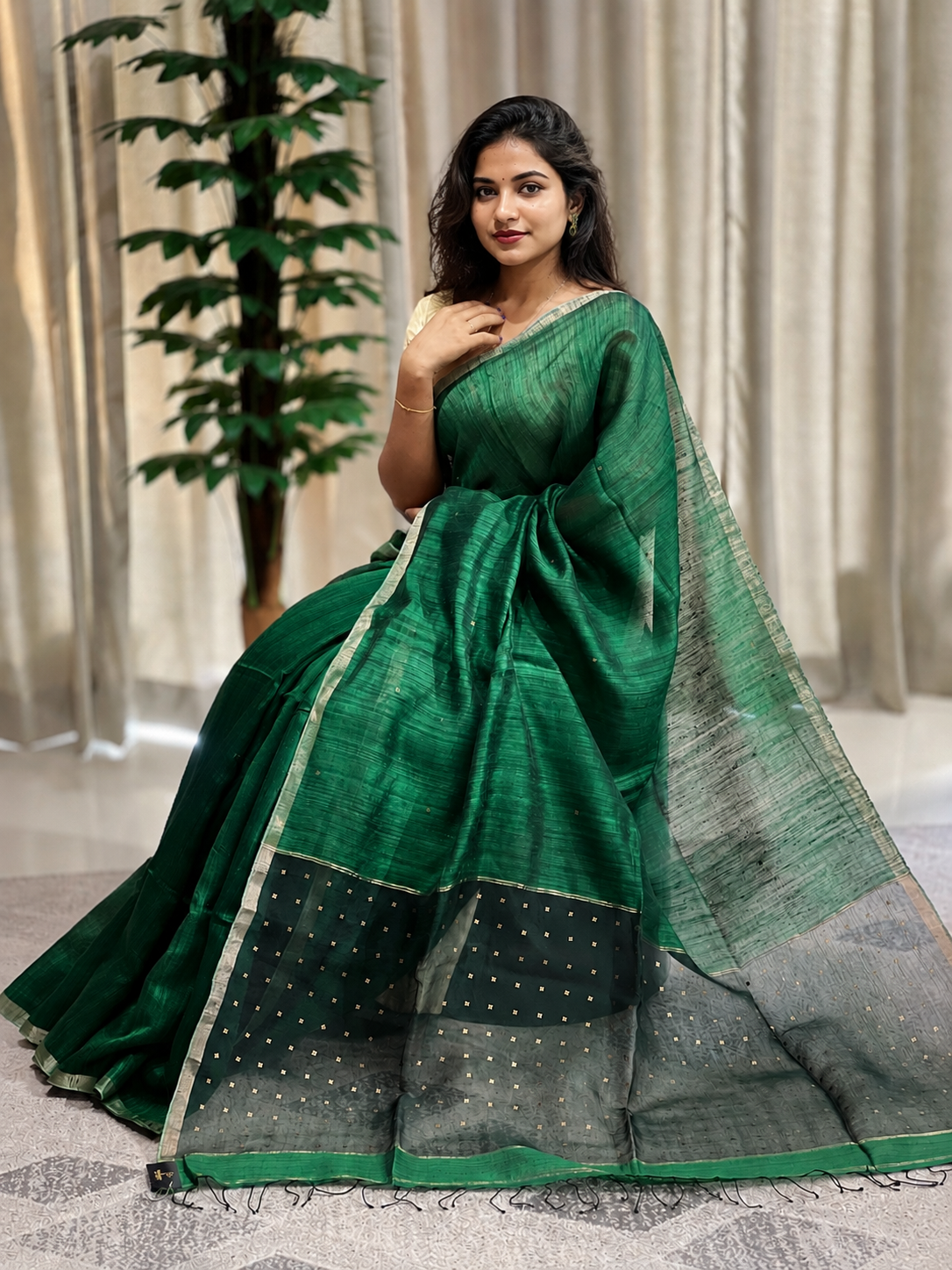 Sequence Weaved Geecha-Matka Tussar Saree | RGD673