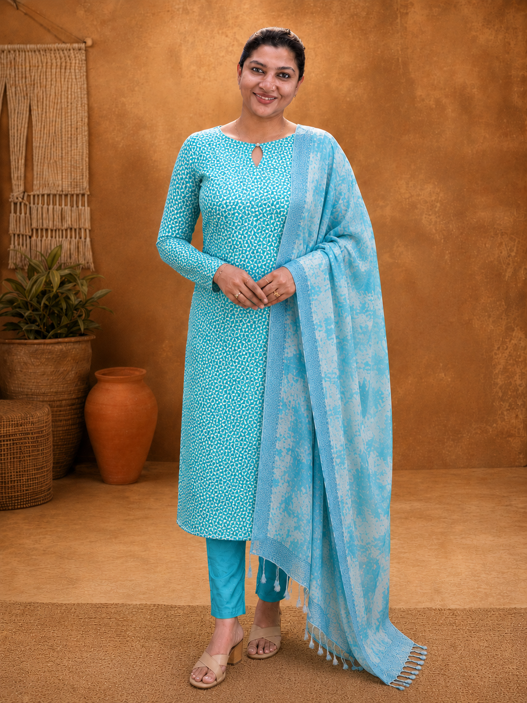 Geometrical Patterned Tussar Salwar Set | YNG893