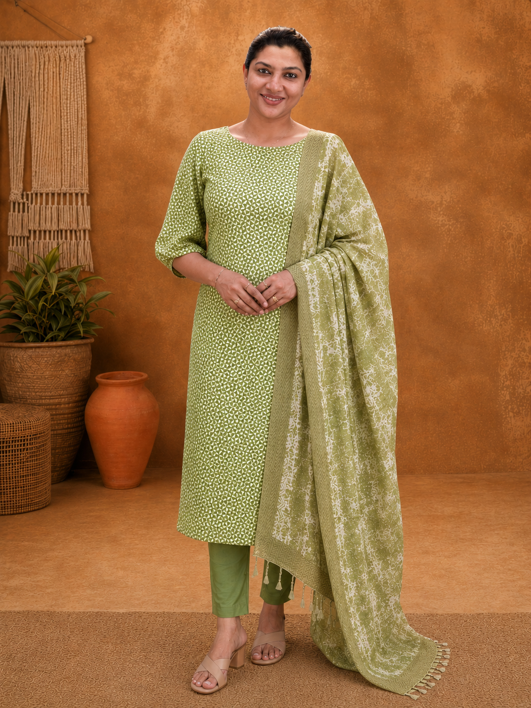 Geometrical Patterned Tussar Salwar Set | YNG891