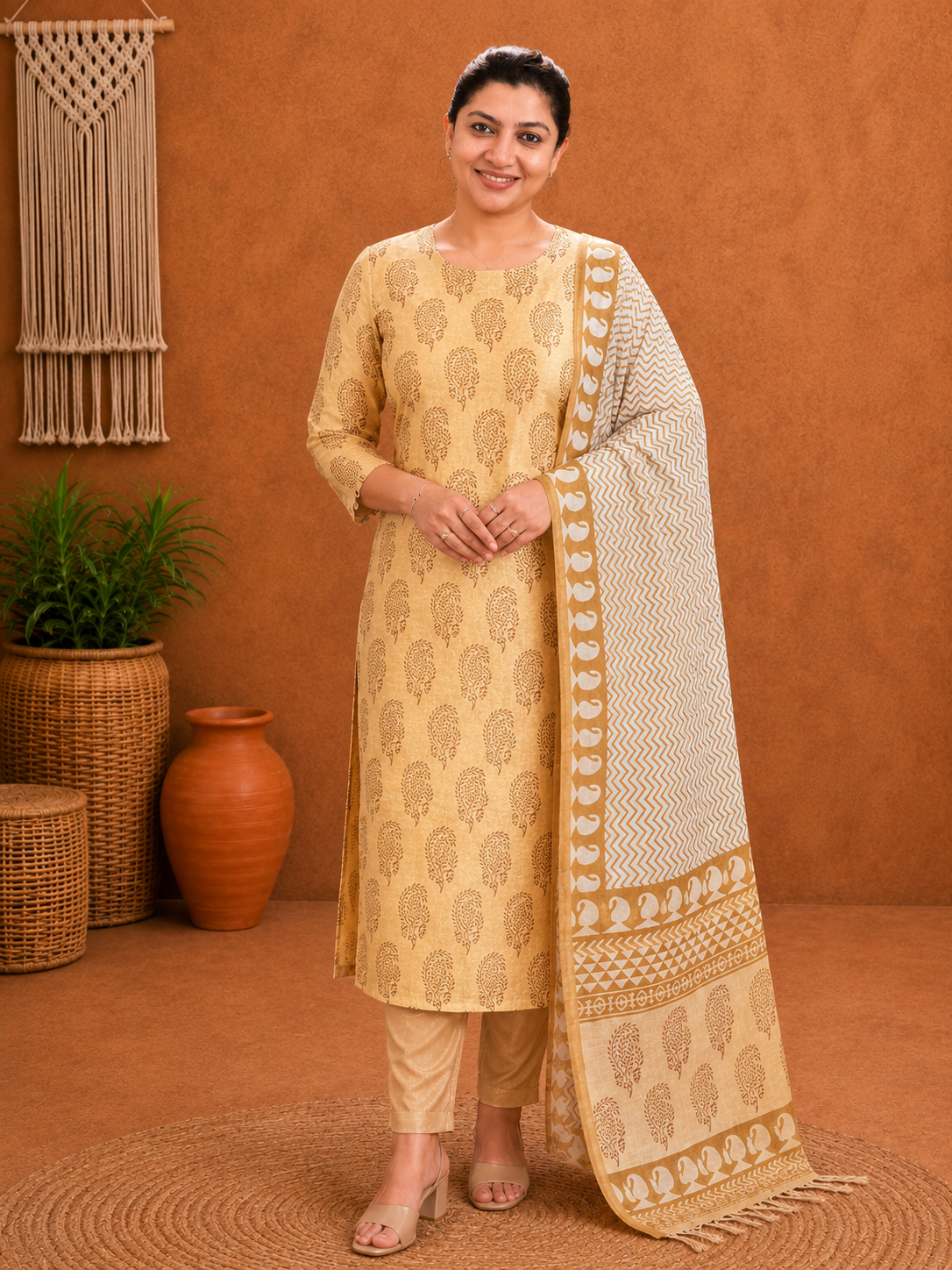 Screen Printed Tussar Salwar Set | MNH523