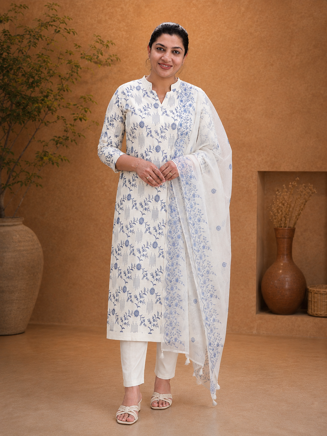 Floral Embroidery Chanderi Salwar Set | MR484