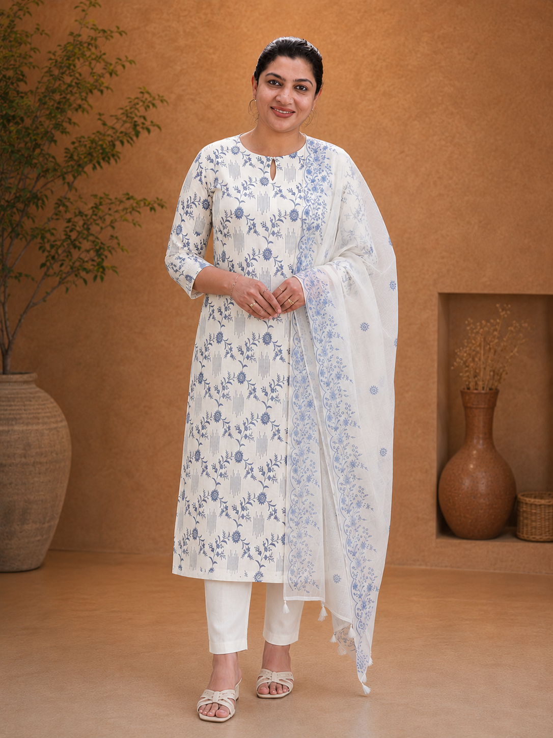 Floral Embroidery Chanderi Salwar Set | MR484