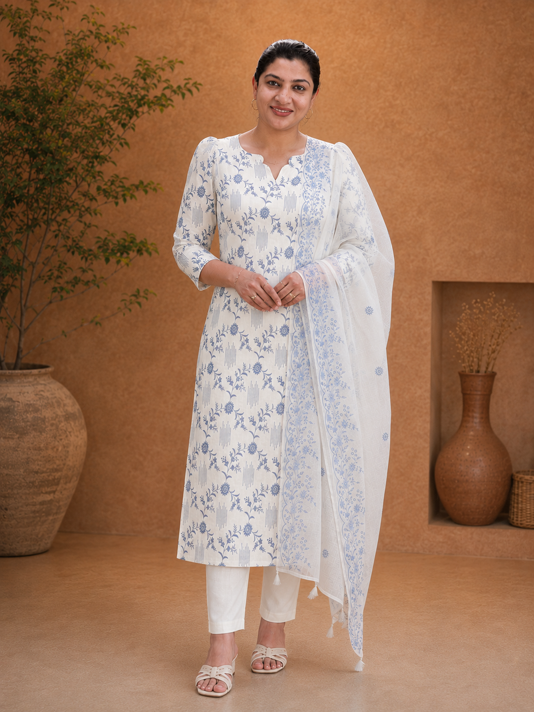 Floral Embroidery Chanderi Salwar Set | MR484