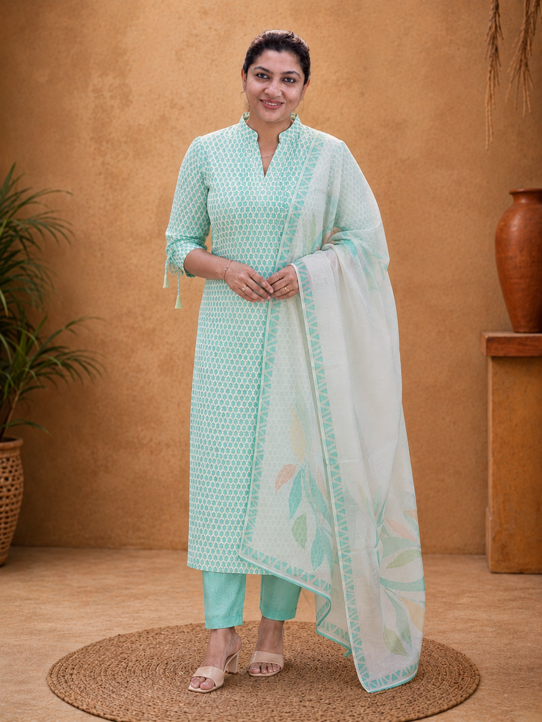 Floral Printed Chanderi Salwar Set |HE288