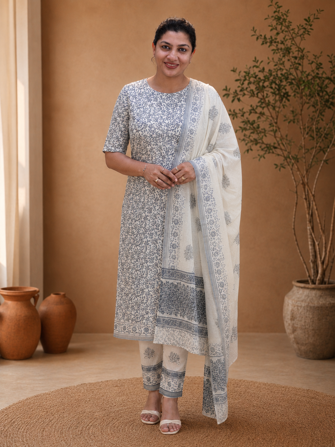 Floral Jaal Pattern Cotton Salwar Set |  MF187