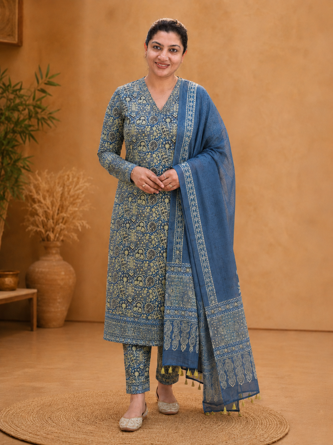 Ajrakh Printed Unstitched Modal Salwar Set | MF184