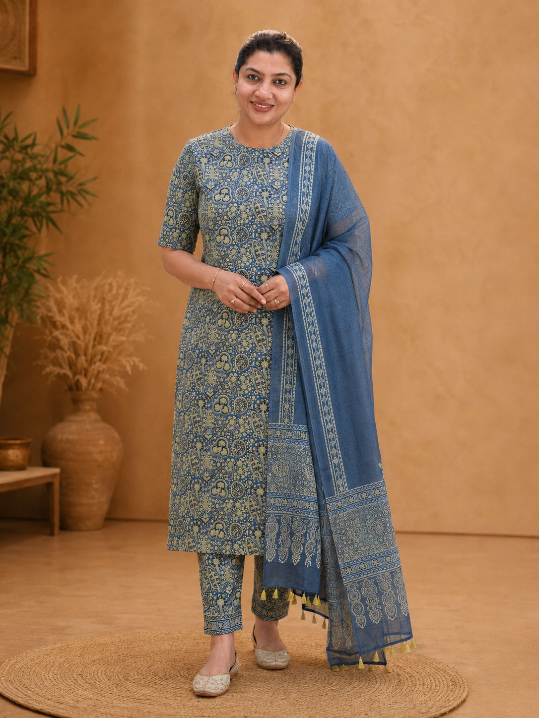 Ajrakh Printed Unstitched Modal Salwar Set | MF184
