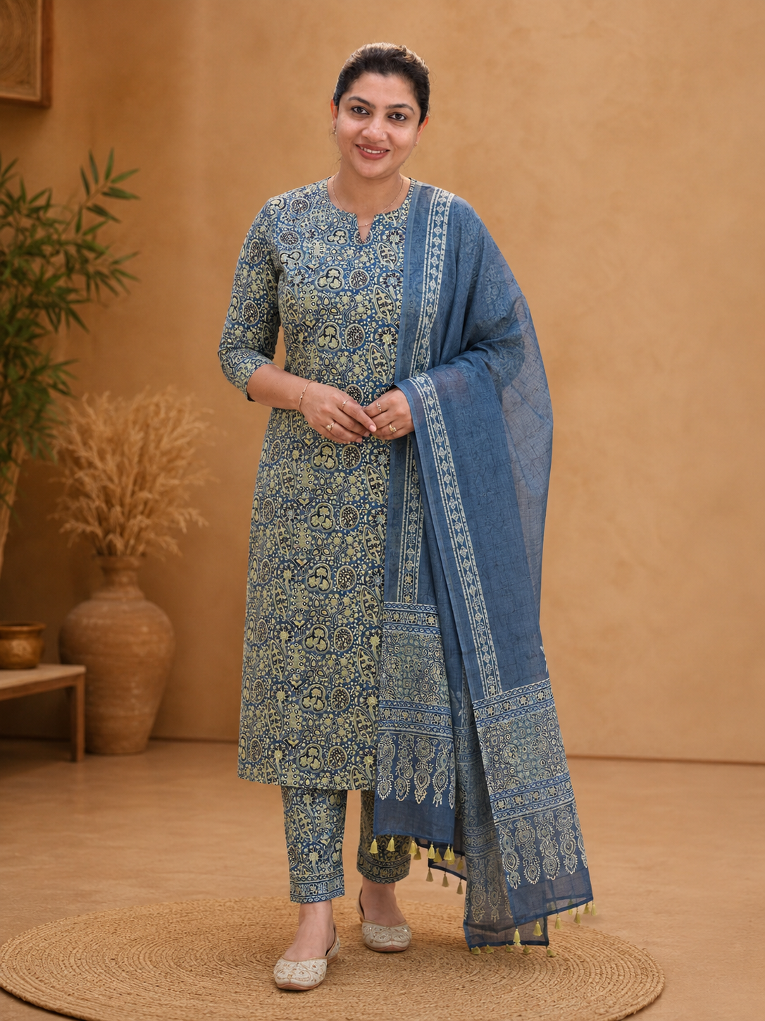 Ajrakh Printed Unstitched Modal Salwar Set | MF184