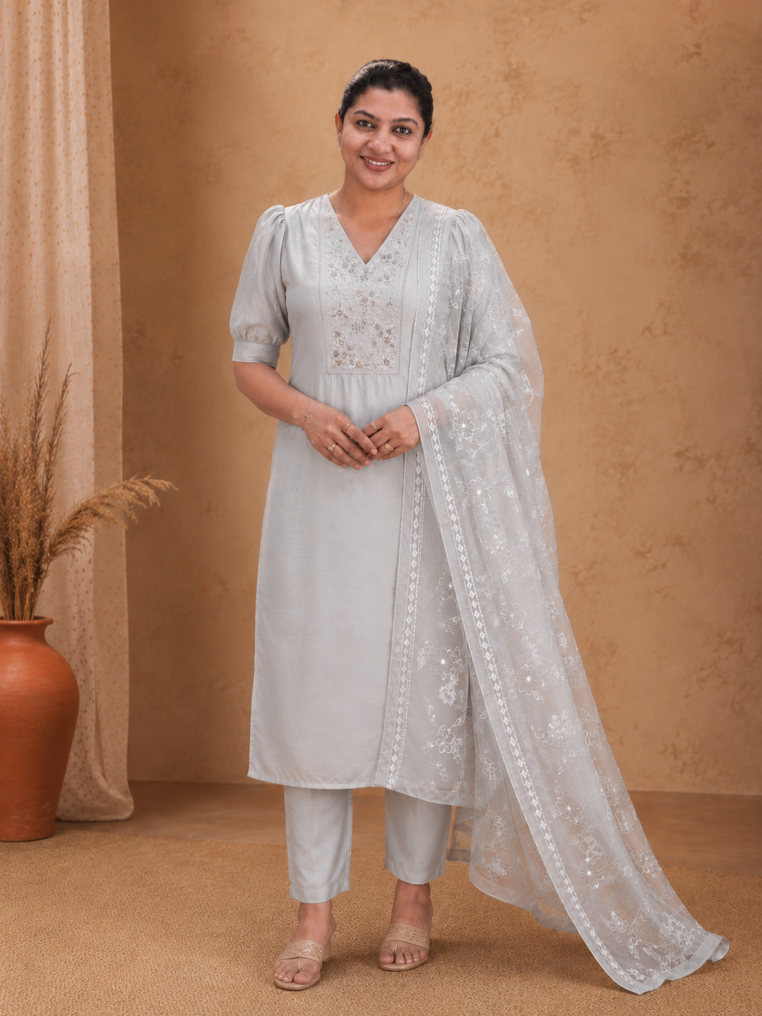 Party Wear Handwork Finished Chanderi Salwar Set | BLD1442