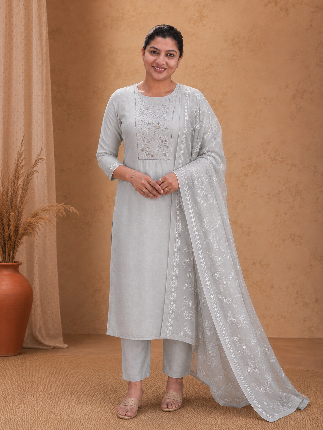 Party Wear Handwork Finished Chanderi Salwar Set | BLD1442