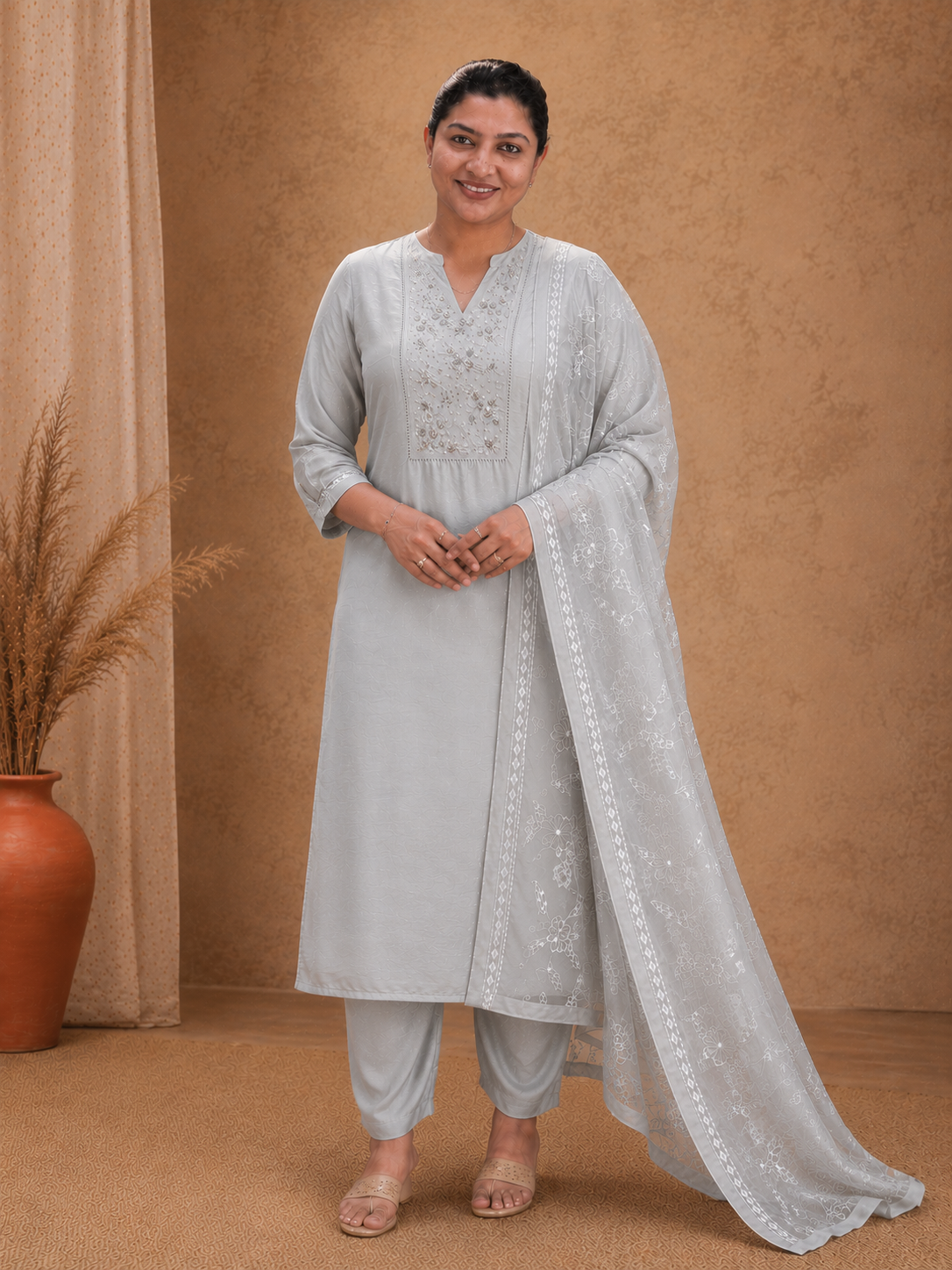 Party Wear Handwork Finished Chanderi Salwar Set | BLD1442