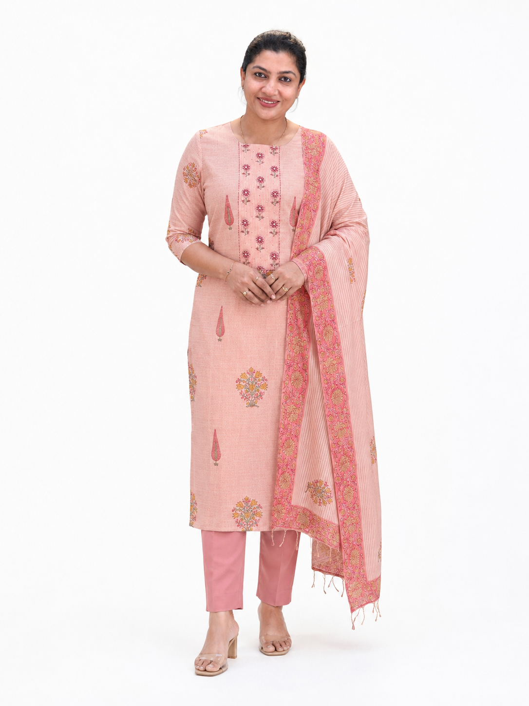 Honeycomb Patterned Semi LInen Salwar Set | SSC198