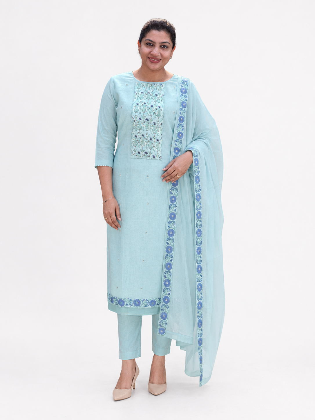 Hand Embroidery & Sequins Detailed Mul Chanderi Salwar Set |SSC196