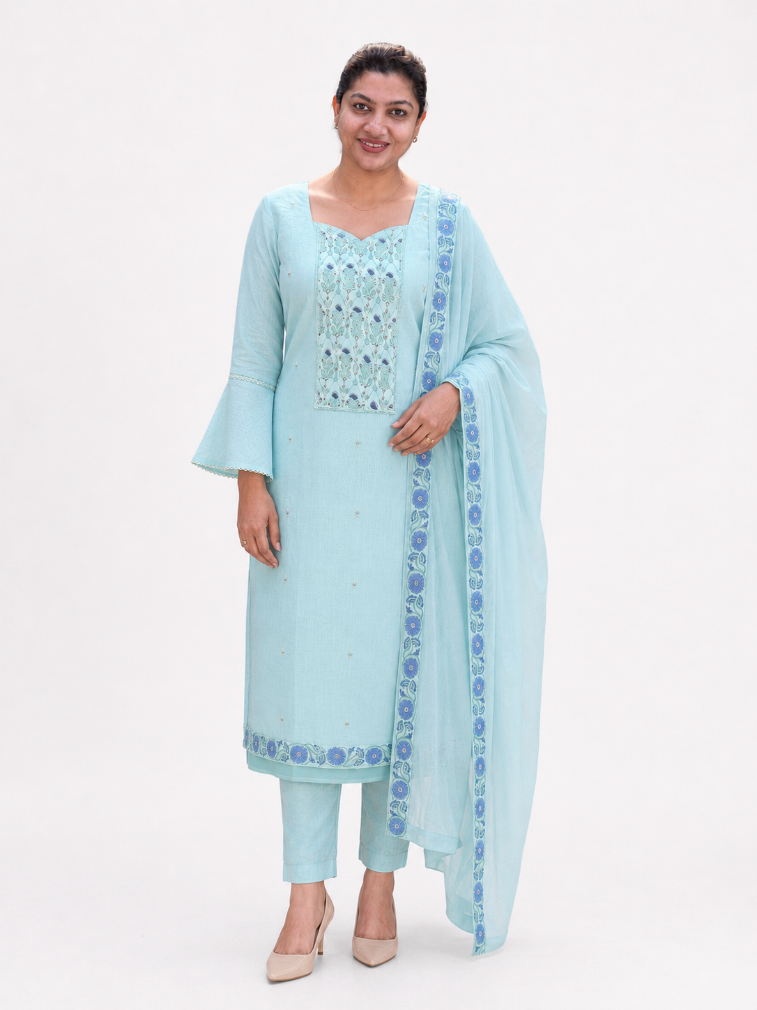 Hand Embroidery & Sequins Detailed Mul Chanderi Salwar Set |SSC196