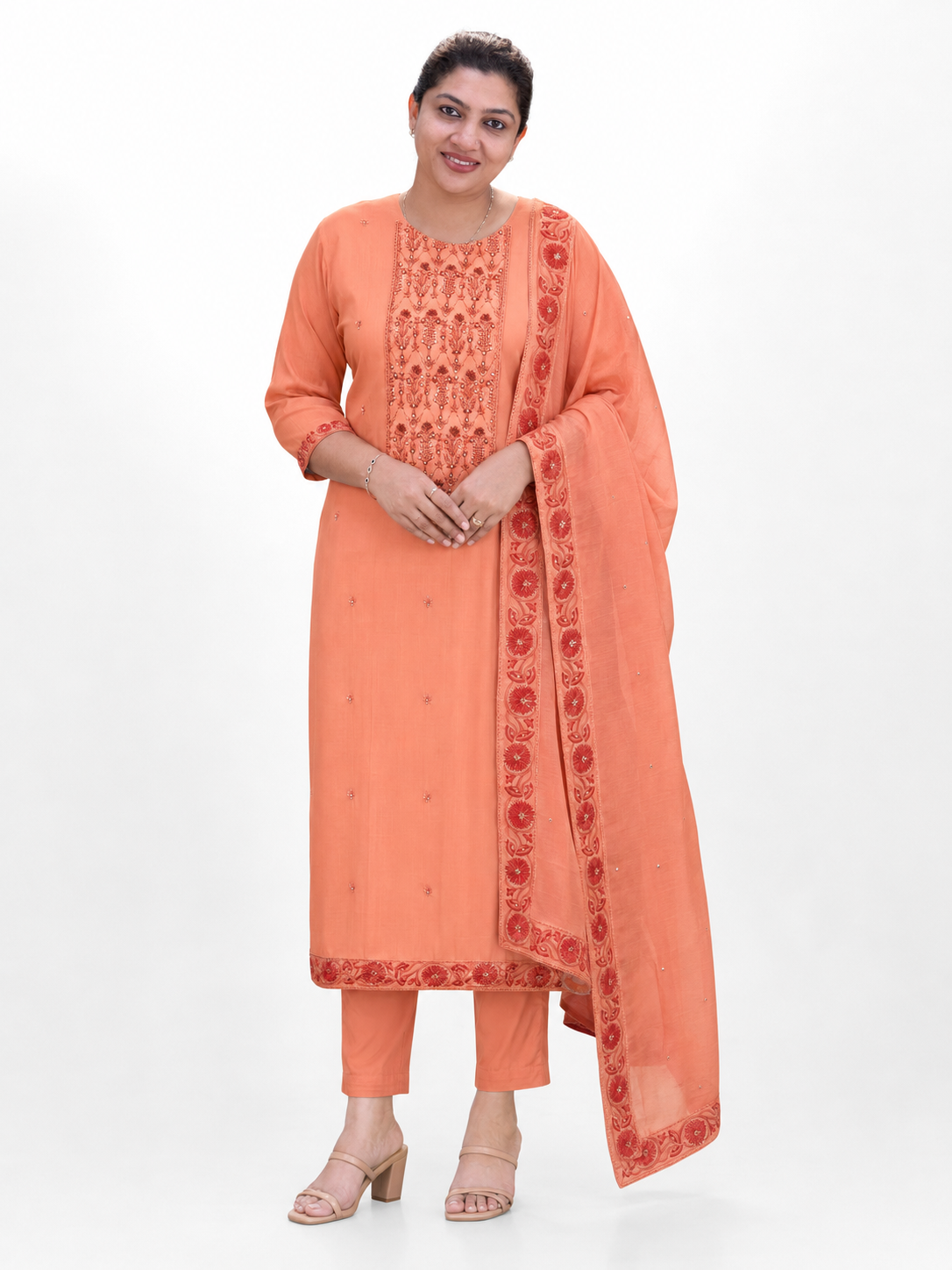 Hand Embroidery & Sequins Detailed Mul Chanderi Salwar Set |SSC195