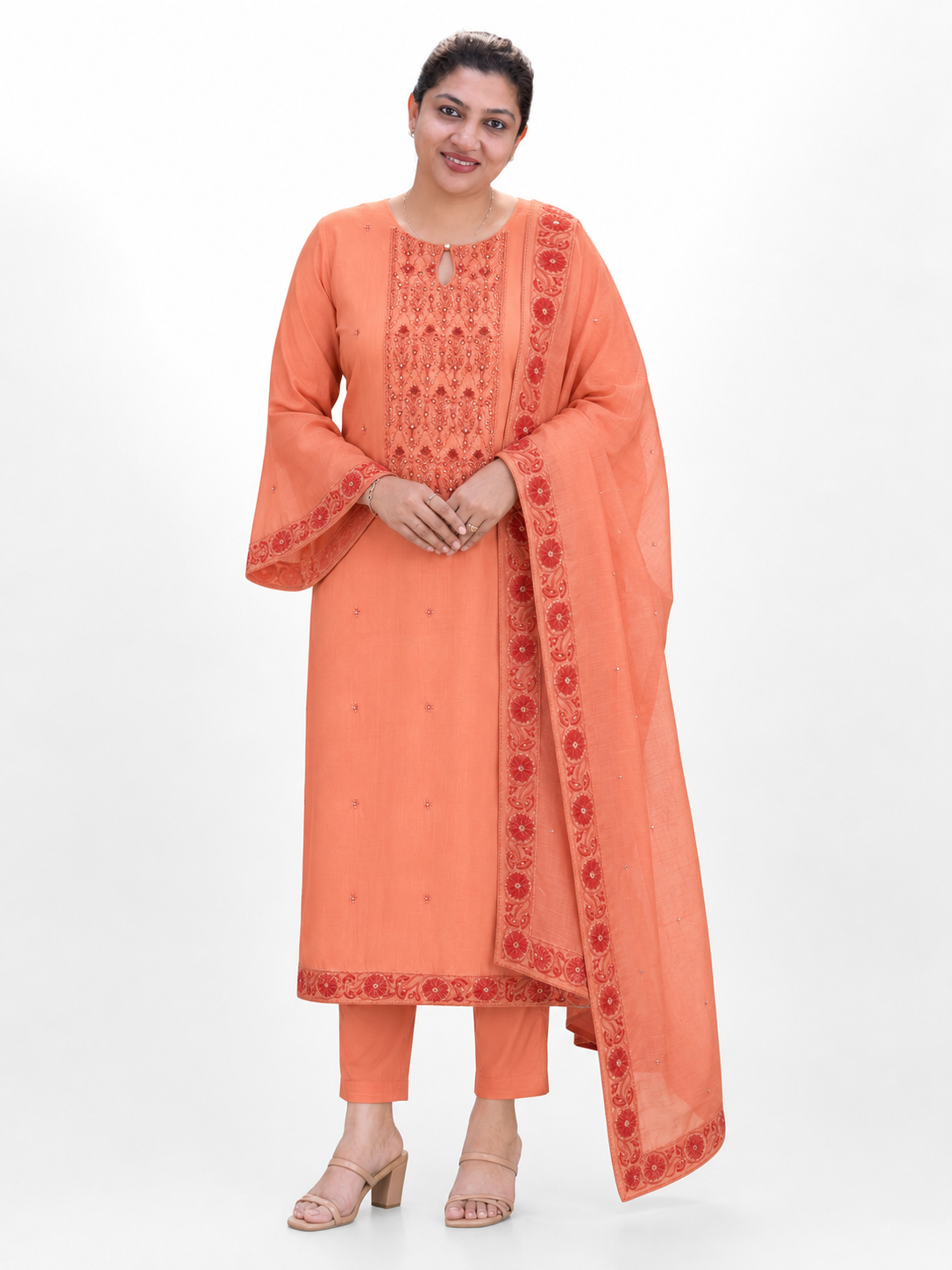 Hand Embroidery & Sequins Detailed Mul Chanderi Salwar Set |SSC195